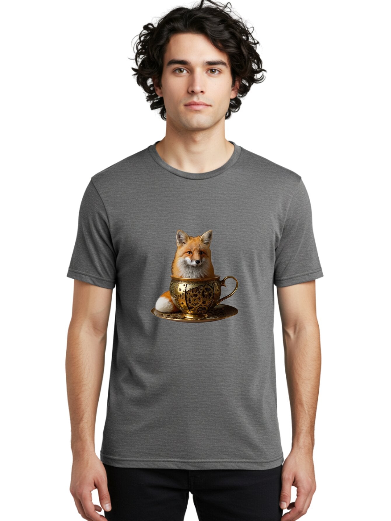Fox-In-Cup-1 Men'S Graphic Tee, 100% Cotton, Comfortable Casual Summer Wear, Machine Washable, Vintage Camera, Old Camera, Antique Camera, Black Camera, Classic Photography, Photography Equipment, Nostalgic Device, Film Camera, Camera Art Baq835 24