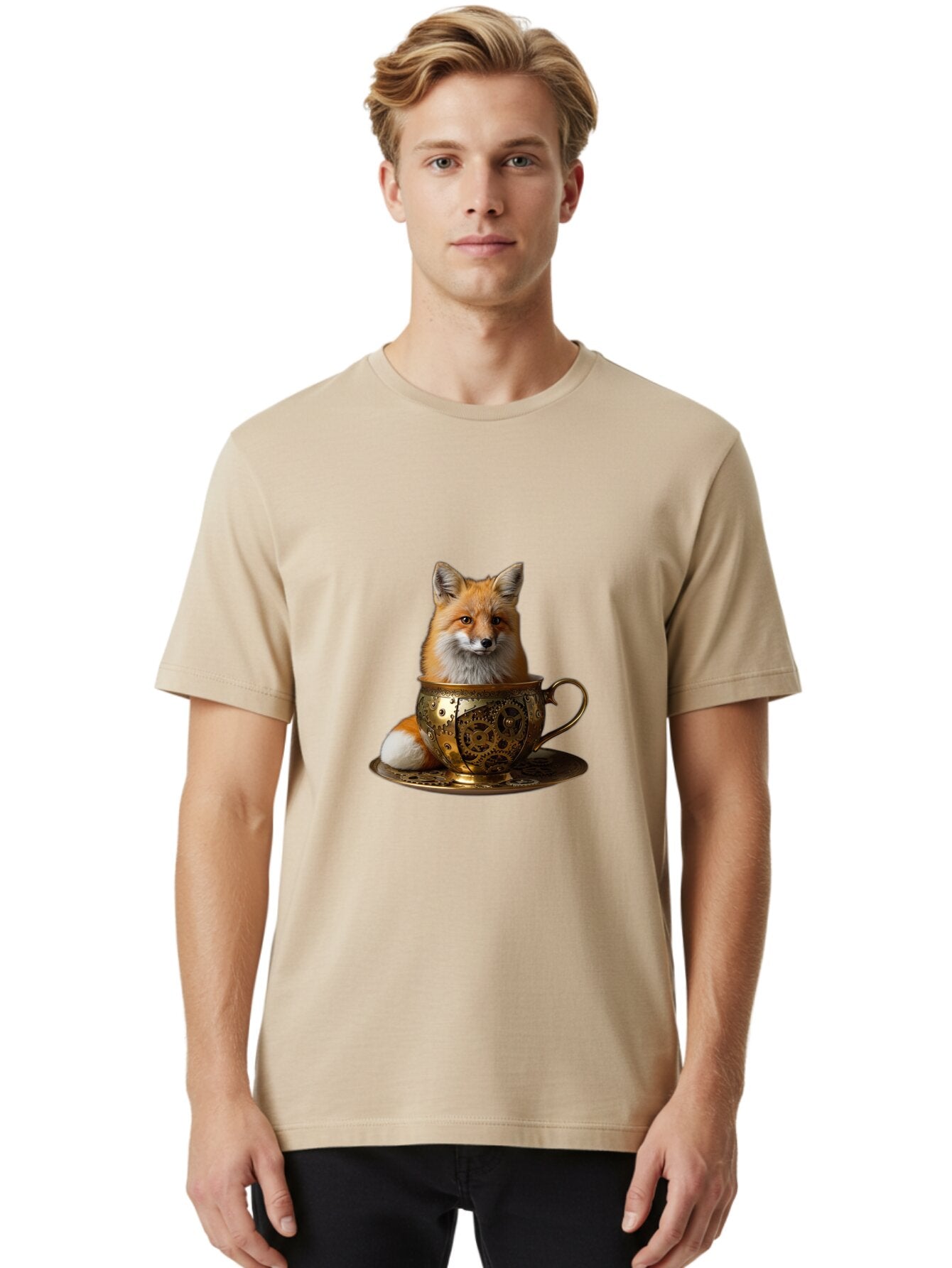 Fox-In-Cup-1 Men'S Graphic Tee, 100% Cotton, Comfortable Casual Summer Wear, Machine Washable, Vintage Camera, Old Camera, Antique Camera, Black Camera, Classic Photography, Photography Equipment, Nostalgic Device, Film Camera, Camera Art Baq835 20