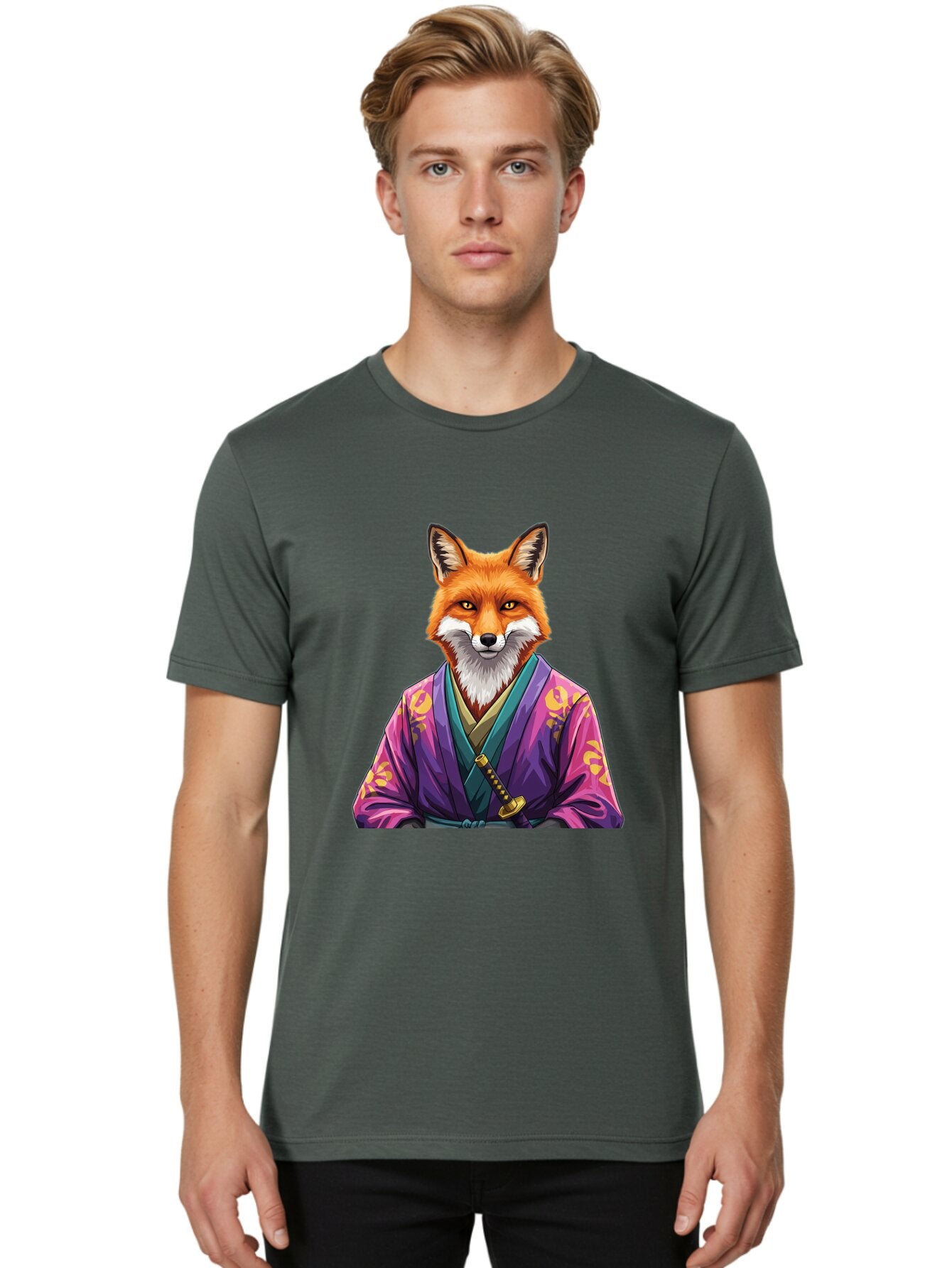 Fox-In-Kimono-1 Men'S Graphic Tee, 100% Cotton, Comfortable Casual Summer Wear, Machine Washable, Vintage Camera, Old Camera, Antique Camera, Black Camera, Classic Photography, Photography Equipment, Nostalgic Device, Film Camera, Camera Art Baq838 29
