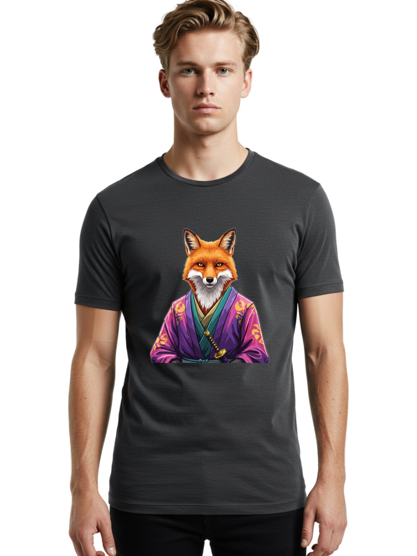 Fox-In-Kimono-1 Men'S Graphic Tee, 100% Cotton, Comfortable Casual Summer Wear, Machine Washable, Vintage Camera, Old Camera, Antique Camera, Black Camera, Classic Photography, Photography Equipment, Nostalgic Device, Film Camera, Camera Art Baq838 17
