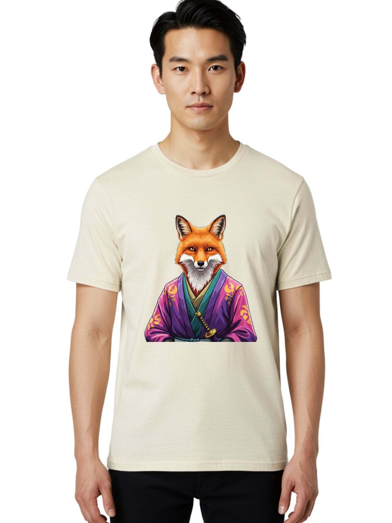 Fox-In-Kimono-1 Men'S Graphic Tee, 100% Cotton, Comfortable Casual Summer Wear, Machine Washable, Vintage Camera, Old Camera, Antique Camera, Black Camera, Classic Photography, Photography Equipment, Nostalgic Device, Film Camera, Camera Art Baq838 16