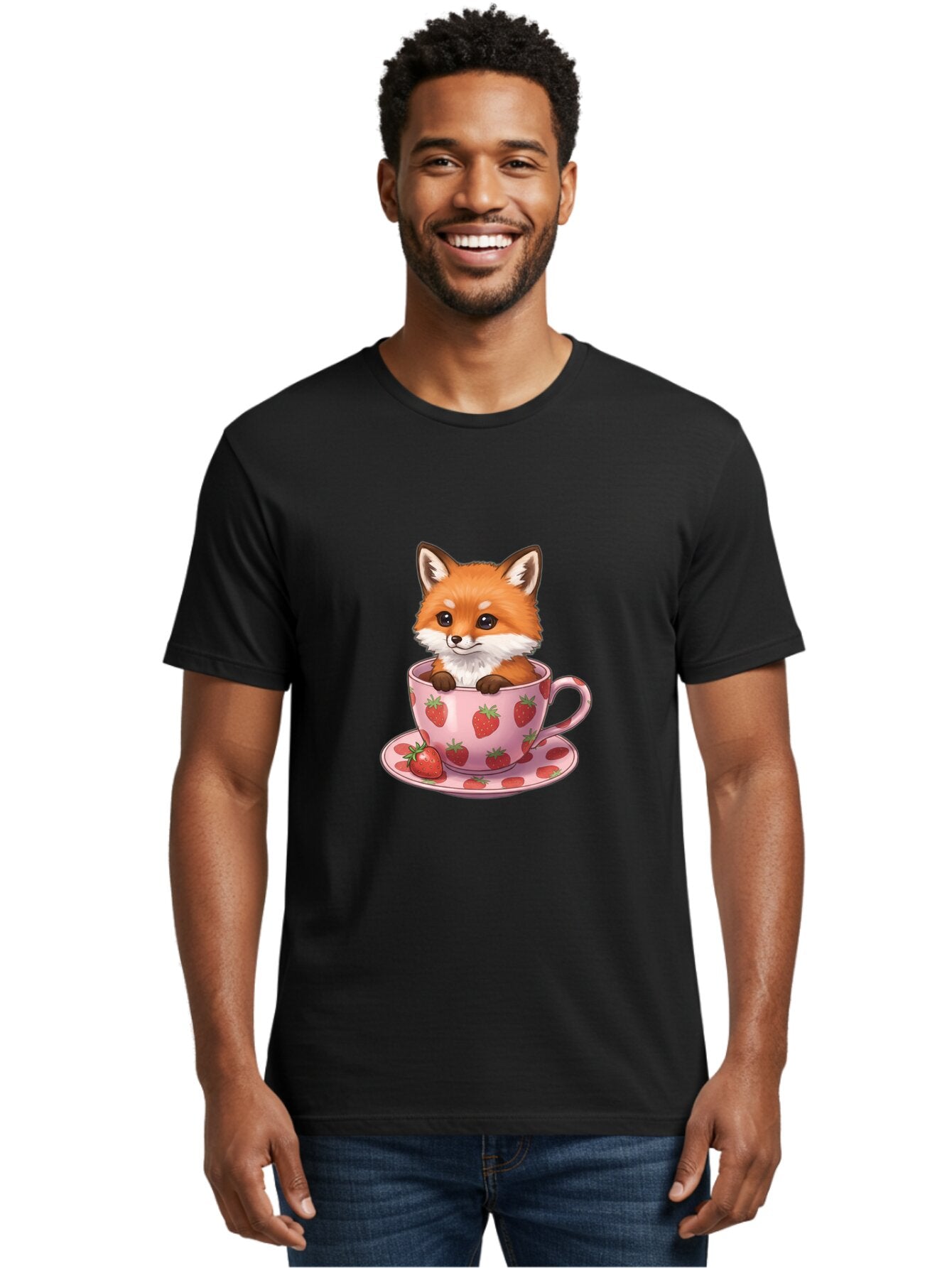 Fox-In-Strawberry-Tea-Cup Men'S Graphic Tee, 100% Cotton, Comfortable Casual Summer Wear, Machine Washable, Vintage Camera, Old Camera, Antique Camera, Black Camera, Classic Photography, Photography Equipment, Nostalgic Device, Film Camera, Baq844 18