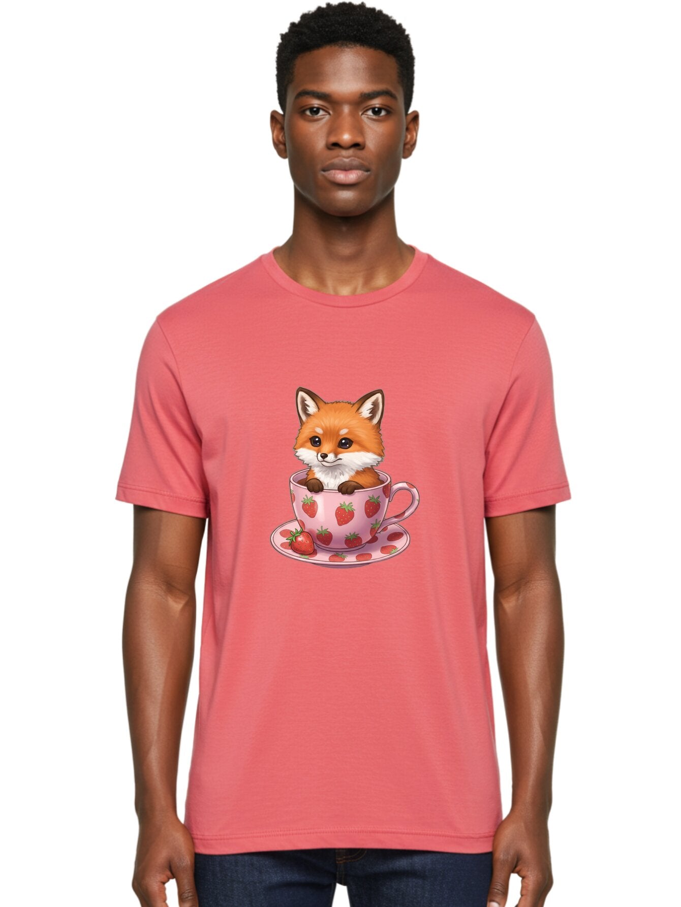 Fox-In-Strawberry-Tea-Cup Men'S Graphic Tee, 100% Cotton, Comfortable Casual Summer Wear, Machine Washable, Vintage Camera, Old Camera, Antique Camera, Black Camera, Classic Photography, Photography Equipment, Nostalgic Device, Film Camera, Baq844 22
