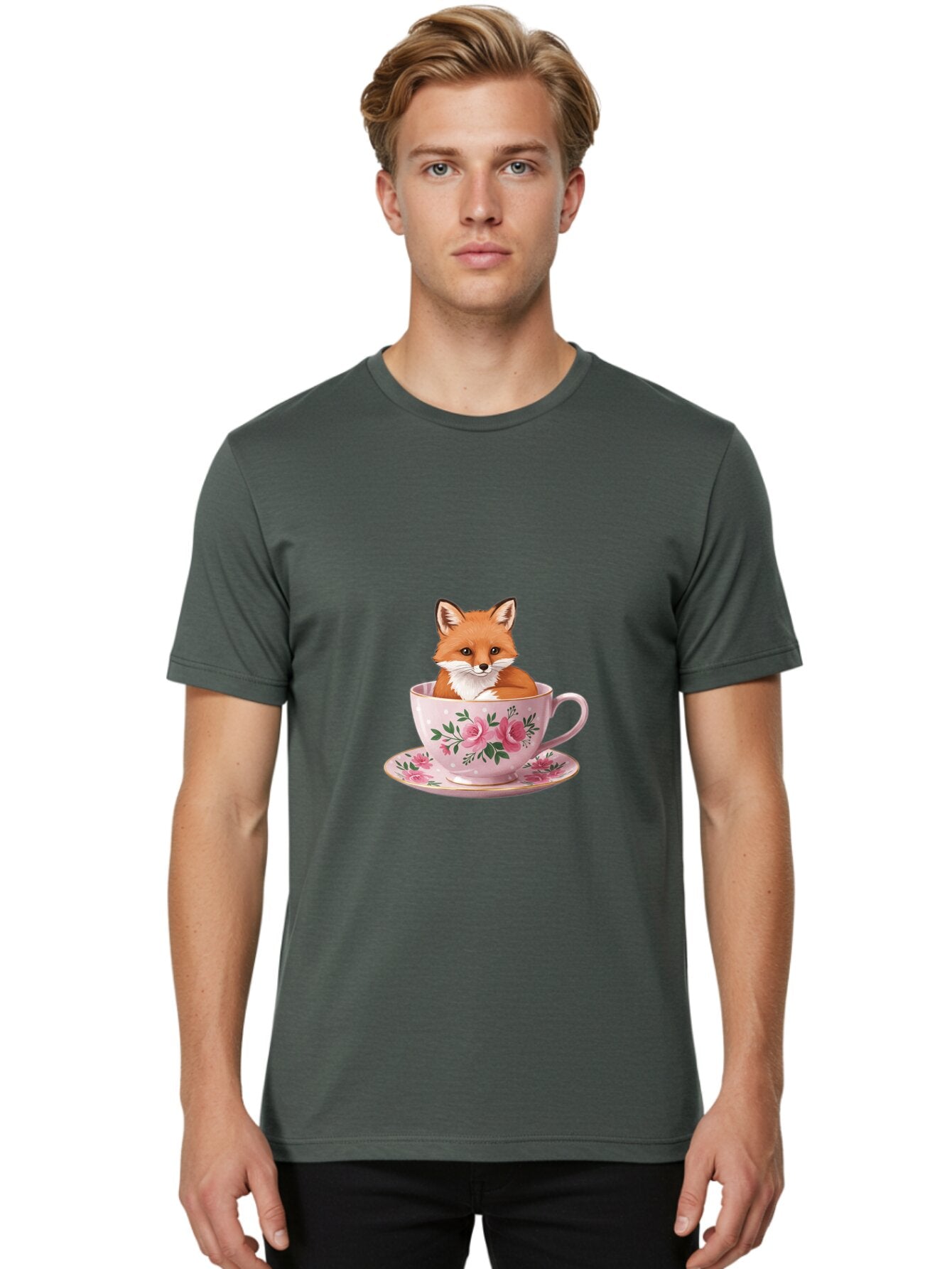 Fox-In-Tea-Cup-1 Men'S Graphic Tee, 100% Cotton, Comfortable Casual Summer Wear, Machine Washable, Vintage Camera, Old Camera, Antique Camera, Black Camera, Classic Photography, Photography Equipment, Nostalgic Device, Film Camera, Camera Art Baq845 27