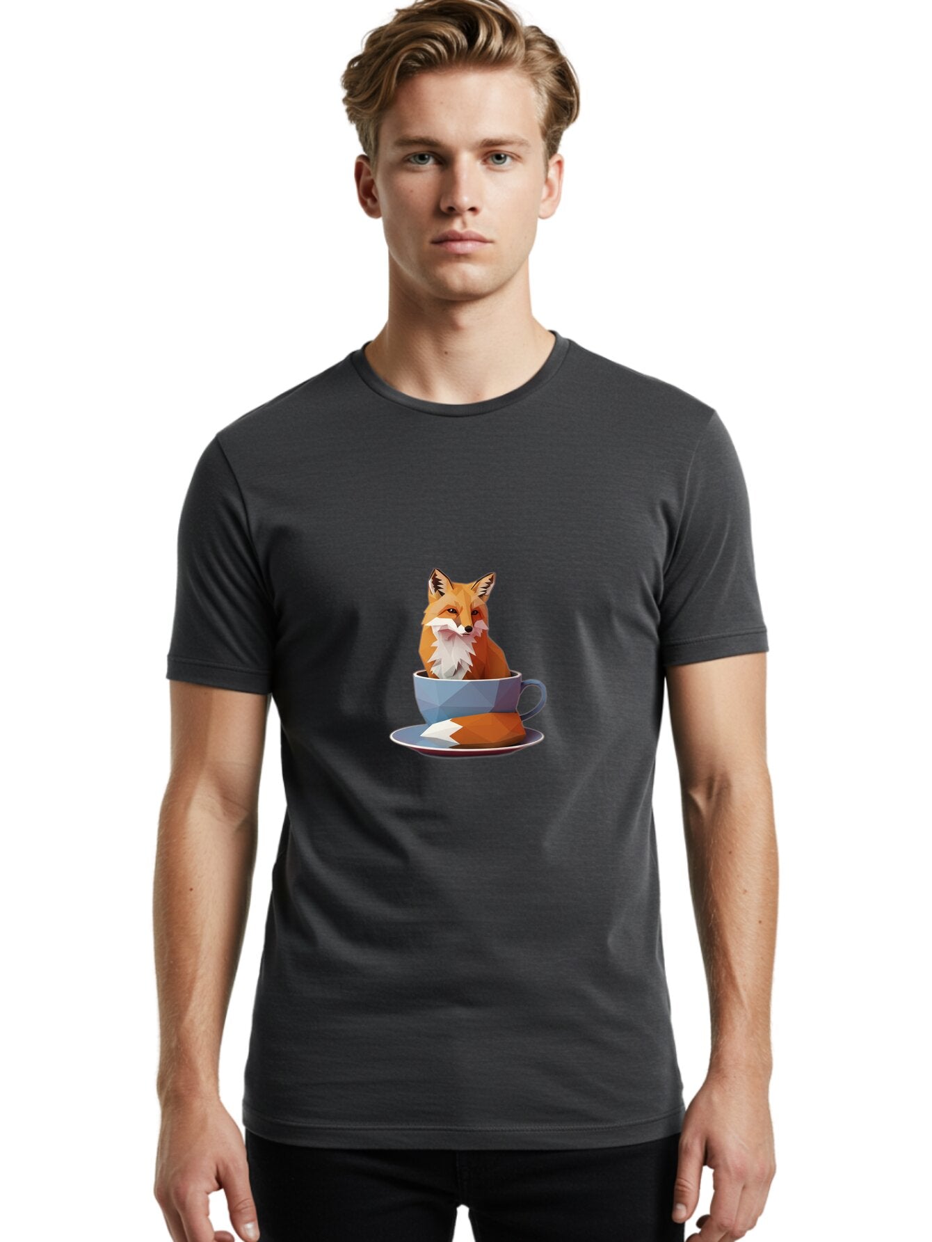 Fox-In-Tea-Cup-2 Men'S Graphic Tee, 100% Cotton, Comfortable Casual Summer Wear, Machine Washable, Vintage Camera, Old Camera, Antique Camera, Black Camera, Classic Photography, Photography Equipment, Nostalgic Device, Film Camera, Camera Art Baq846 17