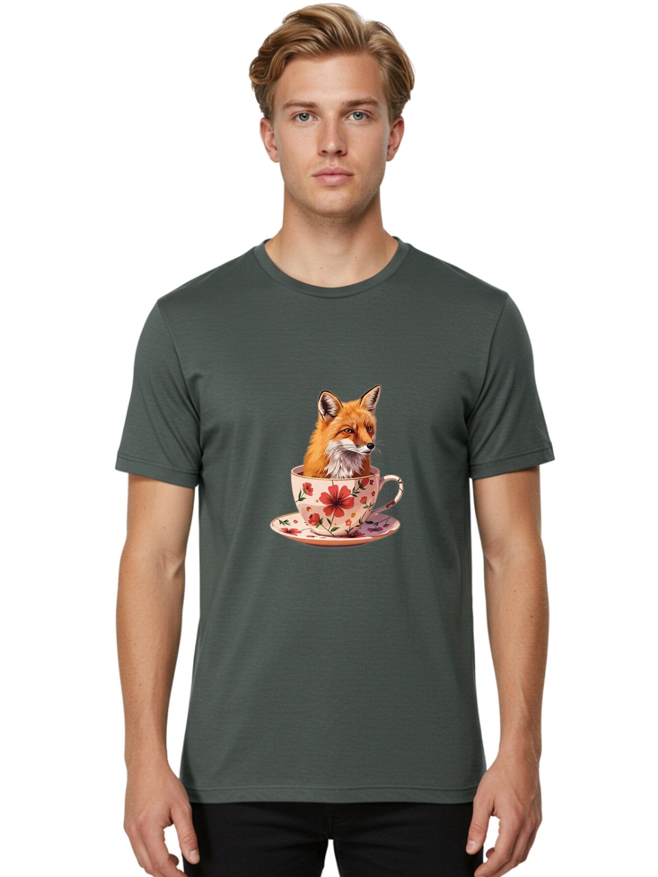 Fox-In-Teacup-1 Men'S Graphic Tee, 100% Cotton, Comfortable Casual Summer Wear, Machine Washable, Vintage Camera, Old Camera, Antique Camera, Black Camera, Classic Photography, Photography Equipment, Nostalgic Device, Film Camera, Camera Art Baq849 29