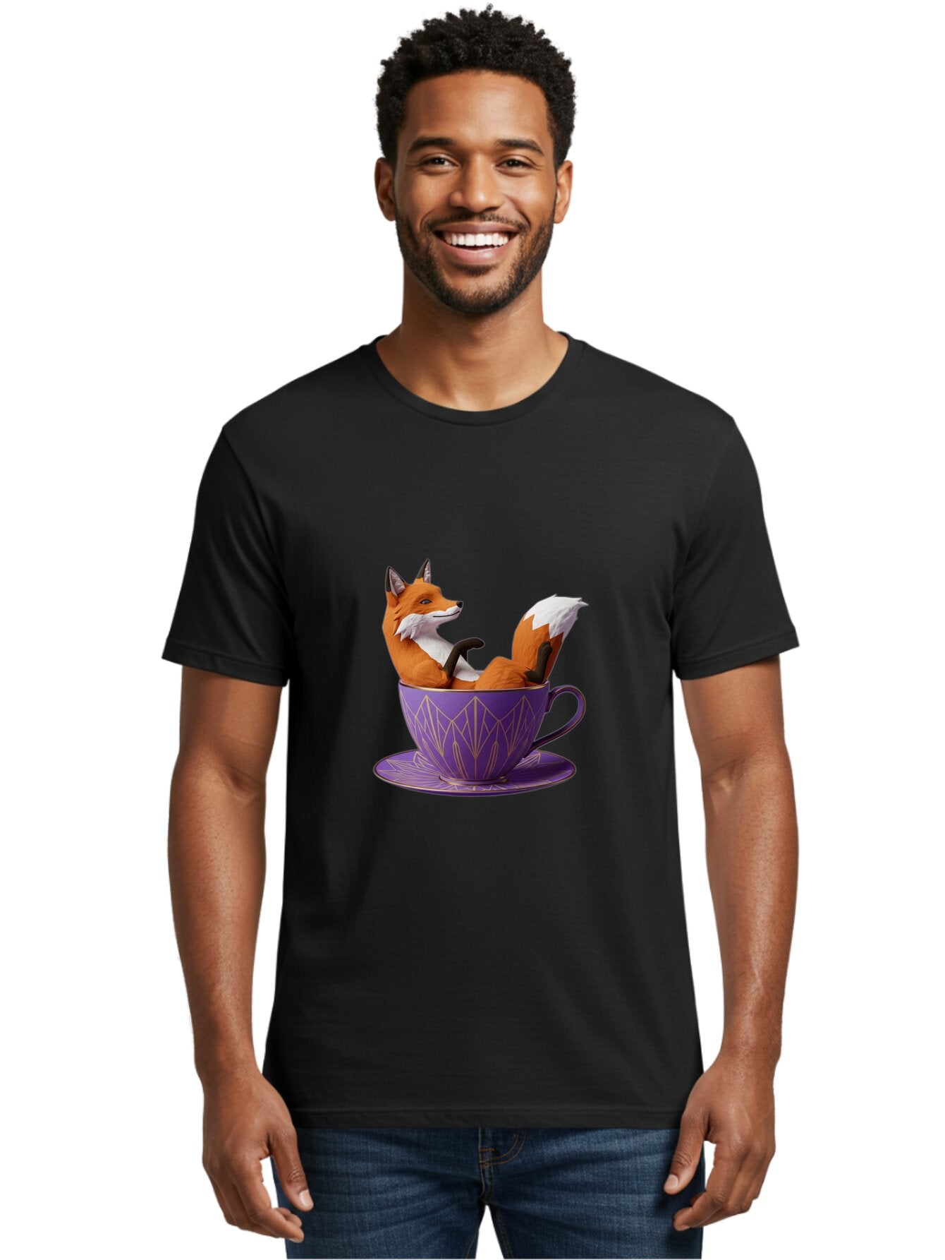 Fox-In-Teacup-2 Men'S Graphic Tee, 100% Cotton, Comfortable Casual Summer Wear, Machine Washable, Vintage Camera, Old Camera, Antique Camera, Black Camera, Classic Photography, Photography Equipment, Nostalgic Device, Film Camera, Camera Art Baq850 17