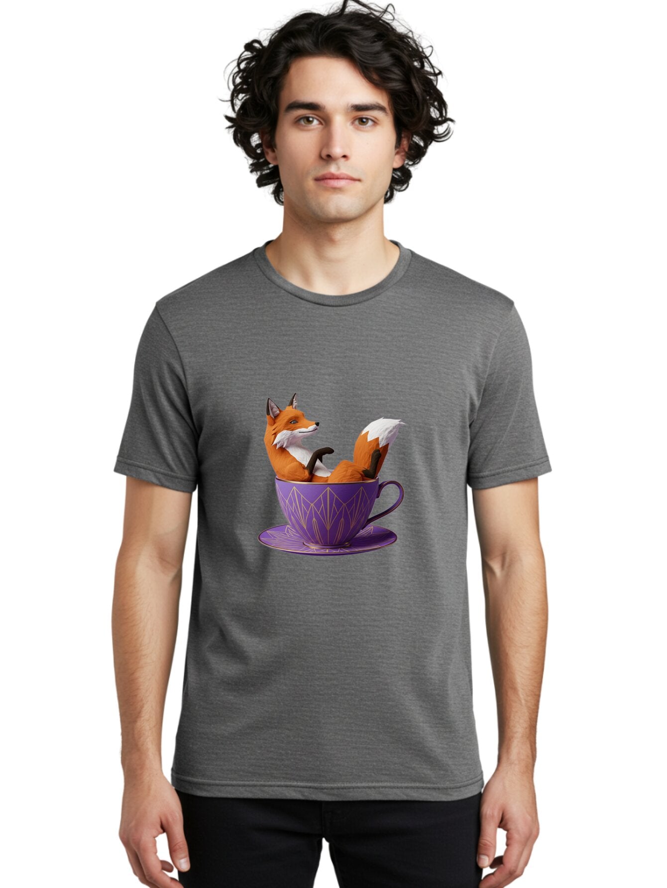 Fox-In-Teacup-2 Men'S Graphic Tee, 100% Cotton, Comfortable Casual Summer Wear, Machine Washable, Vintage Camera, Old Camera, Antique Camera, Black Camera, Classic Photography, Photography Equipment, Nostalgic Device, Film Camera, Camera Art Baq850 24