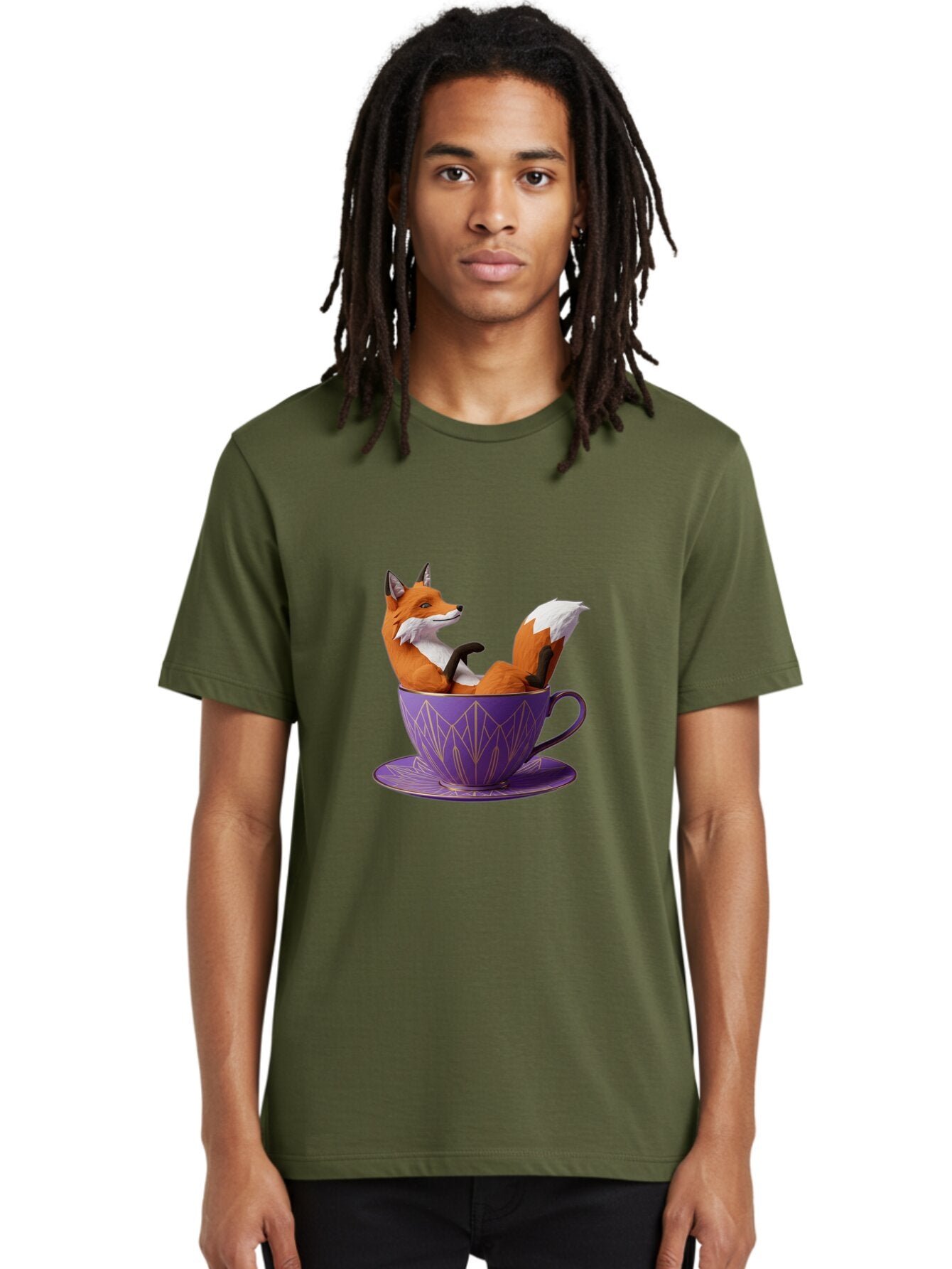 Fox-In-Teacup-2 Men'S Graphic Tee, 100% Cotton, Comfortable Casual Summer Wear, Machine Washable, Vintage Camera, Old Camera, Antique Camera, Black Camera, Classic Photography, Photography Equipment, Nostalgic Device, Film Camera, Camera Art Baq850 18