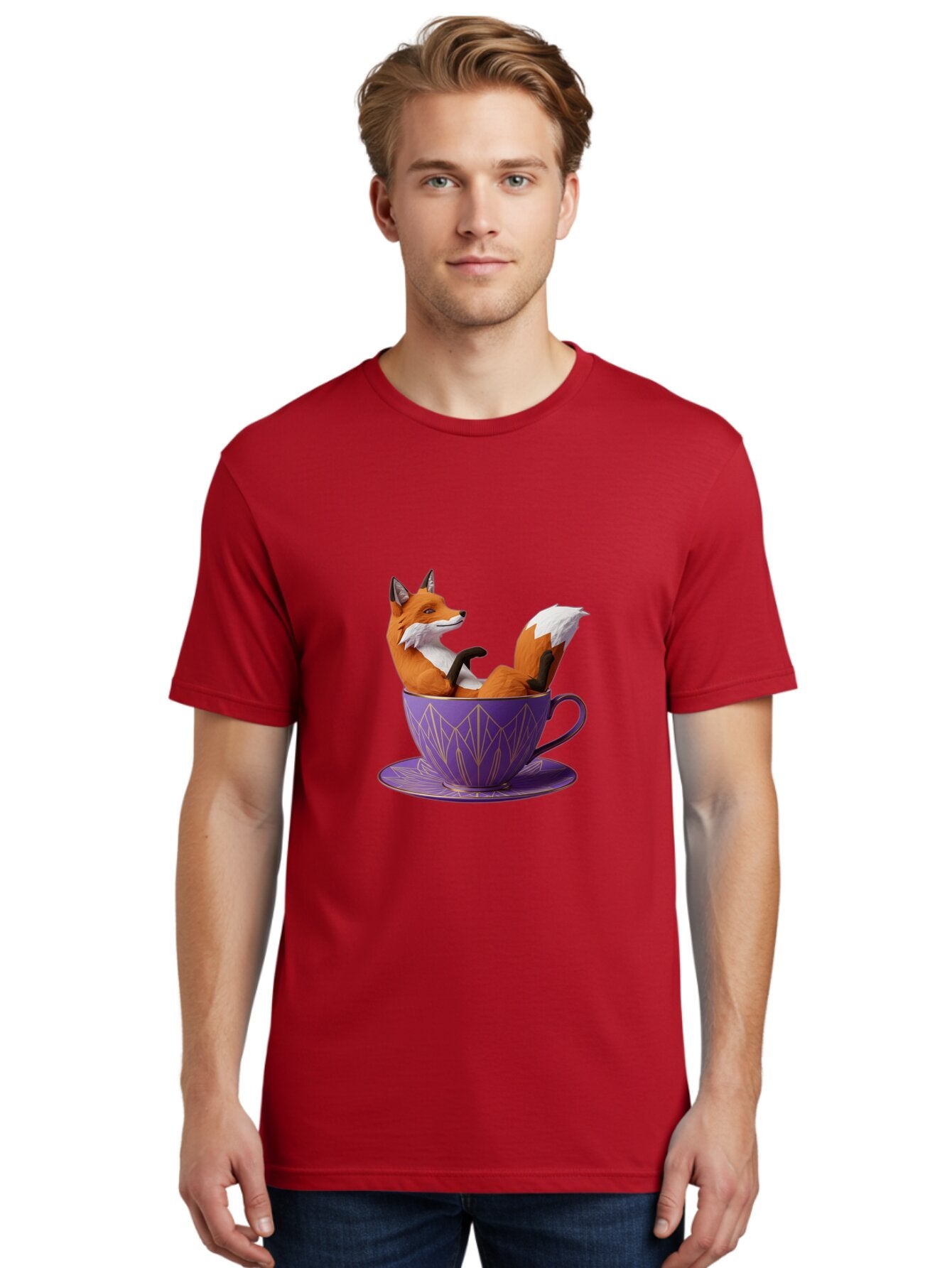Fox-In-Teacup-2 Men'S Graphic Tee, 100% Cotton, Comfortable Casual Summer Wear, Machine Washable, Vintage Camera, Old Camera, Antique Camera, Black Camera, Classic Photography, Photography Equipment, Nostalgic Device, Film Camera, Camera Art Baq850 20