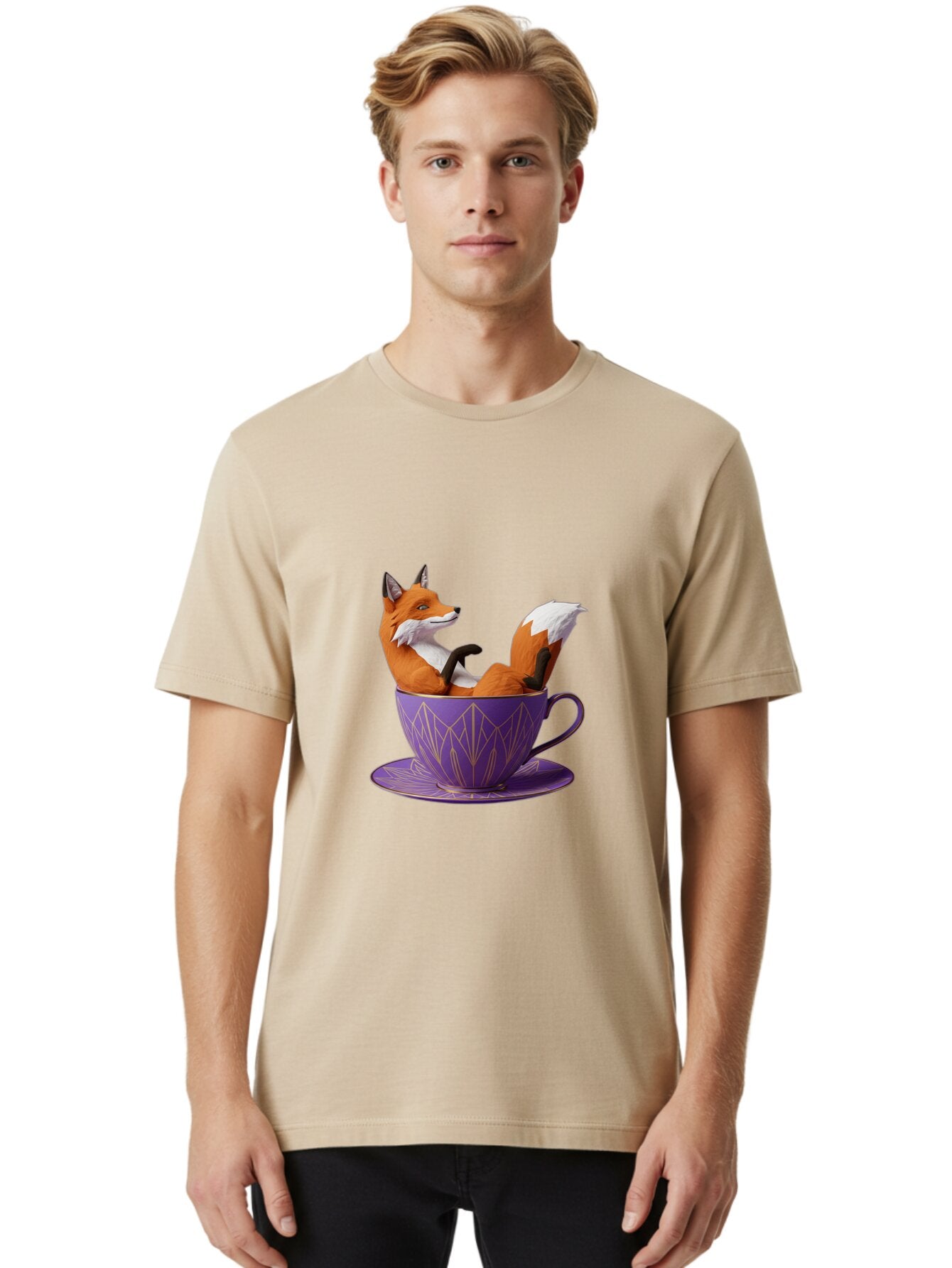 Fox-In-Teacup-2 Men'S Graphic Tee, 100% Cotton, Comfortable Casual Summer Wear, Machine Washable, Vintage Camera, Old Camera, Antique Camera, Black Camera, Classic Photography, Photography Equipment, Nostalgic Device, Film Camera, Camera Art Baq850 27
