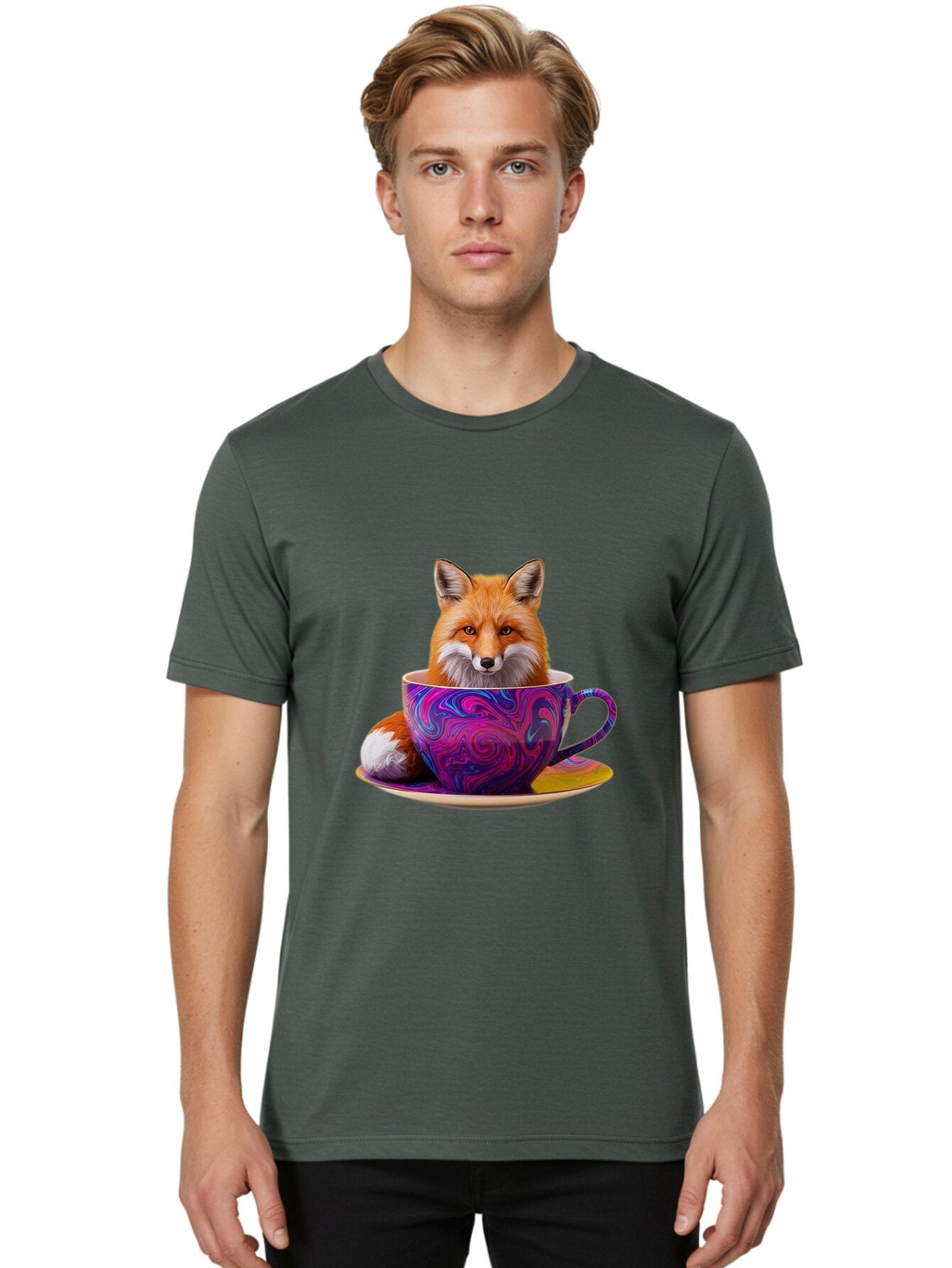 Fox-In-Teacup-3 Men'S Graphic Tee, 100% Cotton, Comfortable Casual Summer Wear, Machine Washable, Vintage Camera, Old Camera, Antique Camera, Black Camera, Classic Photography, Photography Equipment, Nostalgic Device, Film Camera, Camera Art Baq851 23