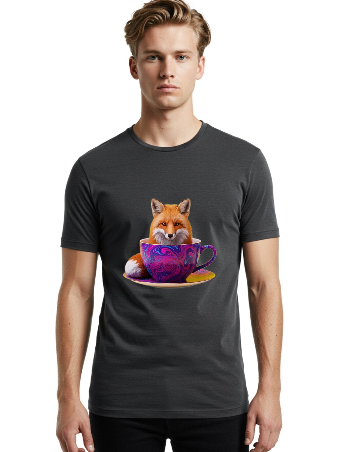 Fox-In-Teacup-3 Men'S Graphic Tee, 100% Cotton, Comfortable Casual Summer Wear, Machine Washable, Vintage Camera, Old Camera, Antique Camera, Black Camera, Classic Photography, Photography Equipment, Nostalgic Device, Film Camera, Camera Art Baq851 17