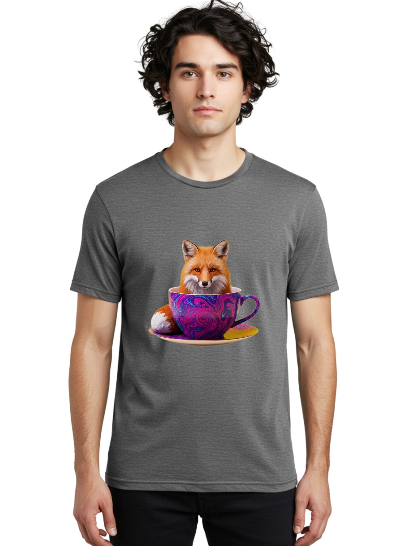 Fox-In-Teacup-3 Men'S Graphic Tee, 100% Cotton, Comfortable Casual Summer Wear, Machine Washable, Vintage Camera, Old Camera, Antique Camera, Black Camera, Classic Photography, Photography Equipment, Nostalgic Device, Film Camera, Camera Art Baq851 16