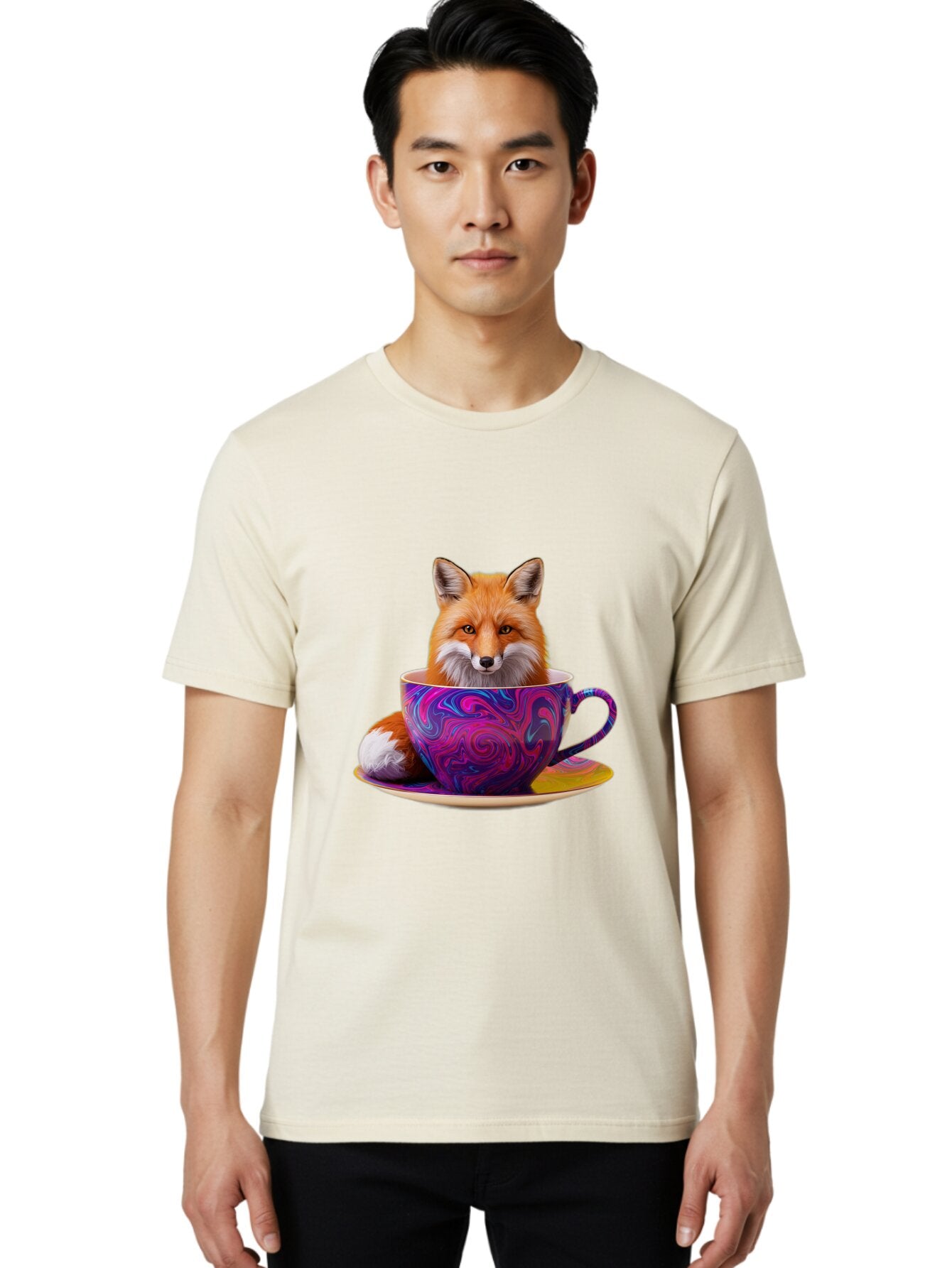 Fox-In-Teacup-3 Men'S Graphic Tee, 100% Cotton, Comfortable Casual Summer Wear, Machine Washable, Vintage Camera, Old Camera, Antique Camera, Black Camera, Classic Photography, Photography Equipment, Nostalgic Device, Film Camera, Camera Art Baq851 24