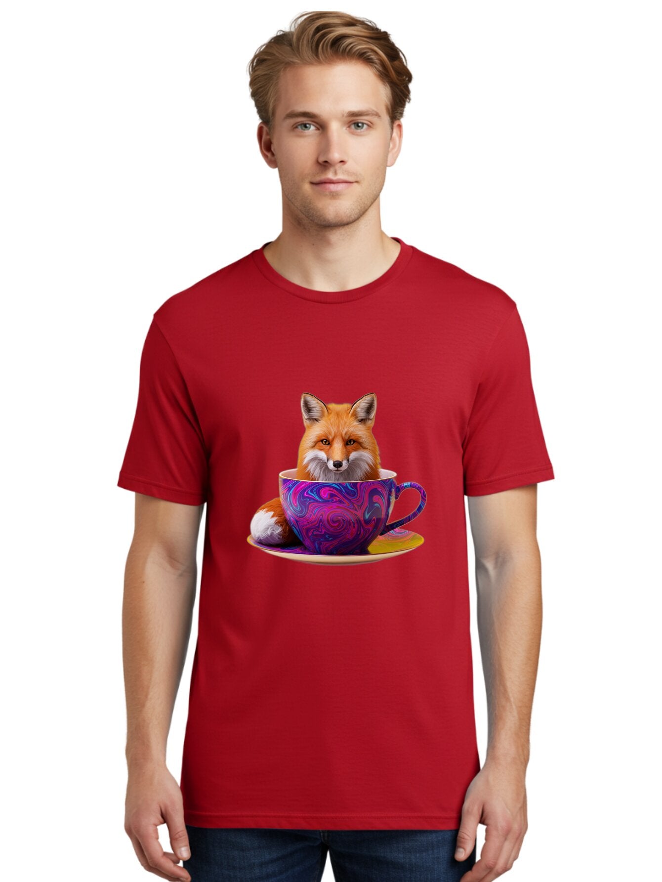 Fox-In-Teacup-3 Men'S Graphic Tee, 100% Cotton, Comfortable Casual Summer Wear, Machine Washable, Vintage Camera, Old Camera, Antique Camera, Black Camera, Classic Photography, Photography Equipment, Nostalgic Device, Film Camera, Camera Art Baq851 20