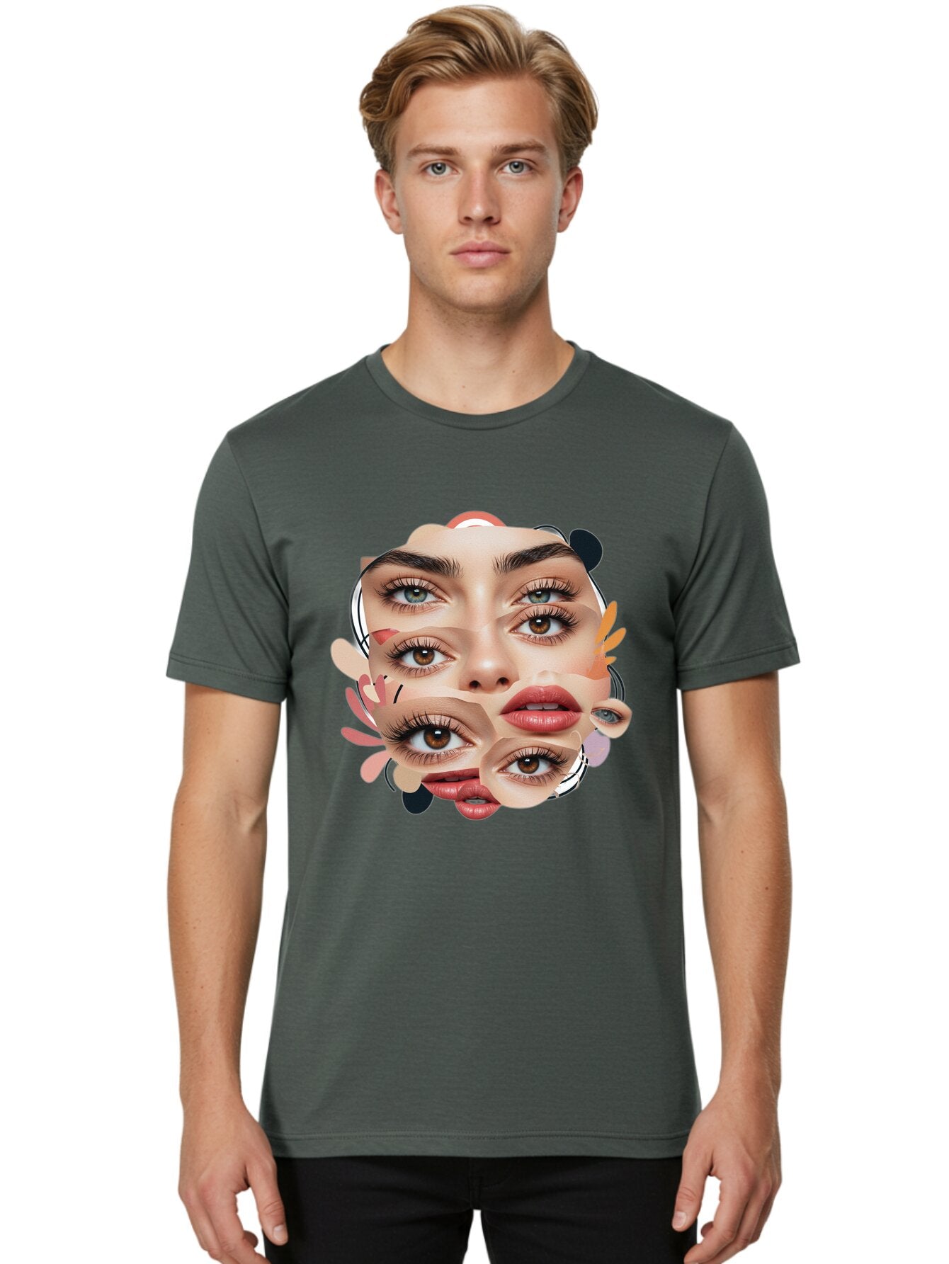 Fragmented-Face Men'S Graphic Tee, 100% Cotton, Comfortable Casual Summer Wear, Machine Washable, Vintage Camera, Old Camera, Antique Camera, Black Camera, Classic Photography, Photography Equipment, Nostalgic Device, Film Camera, Camera Art Baq856 29