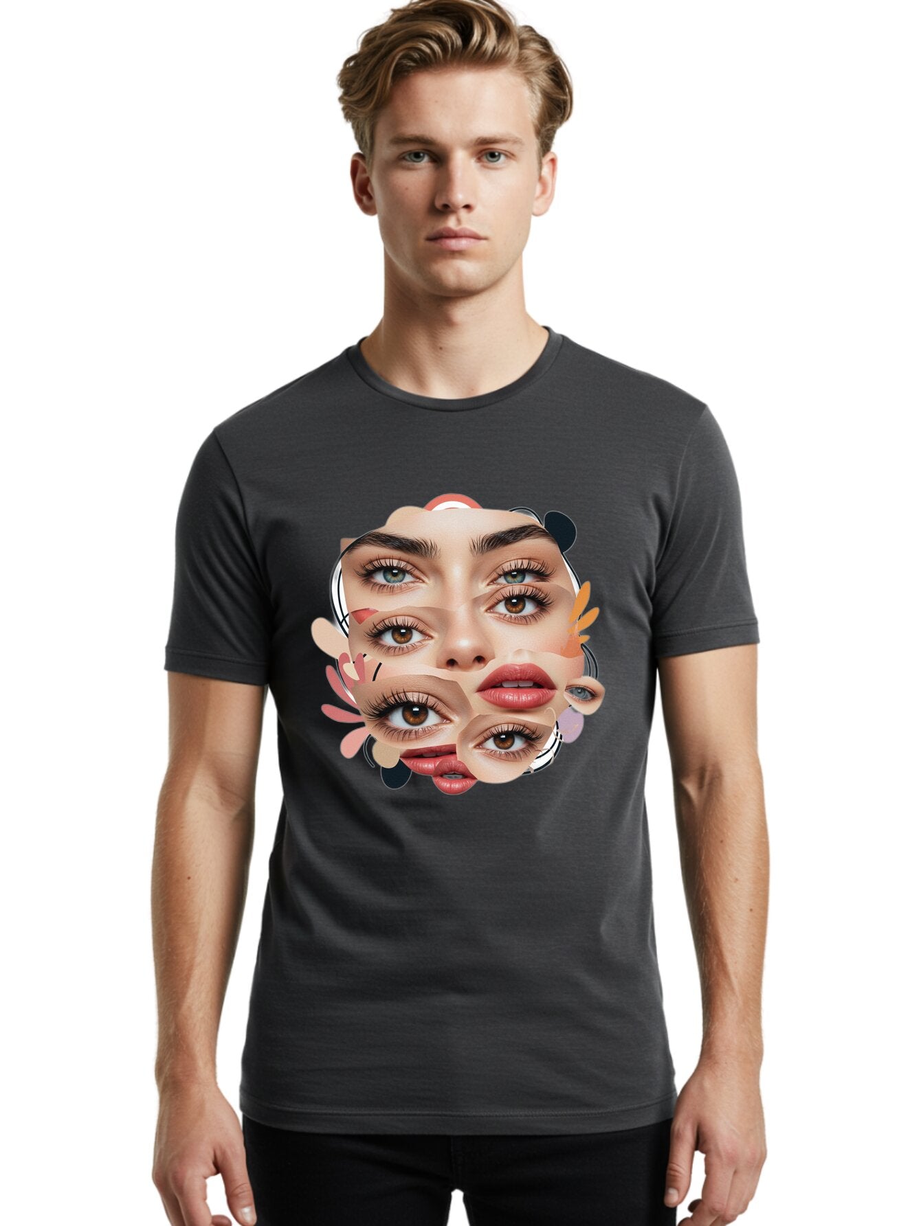Fragmented-Face Men'S Graphic Tee, 100% Cotton, Comfortable Casual Summer Wear, Machine Washable, Vintage Camera, Old Camera, Antique Camera, Black Camera, Classic Photography, Photography Equipment, Nostalgic Device, Film Camera, Camera Art Baq856 17