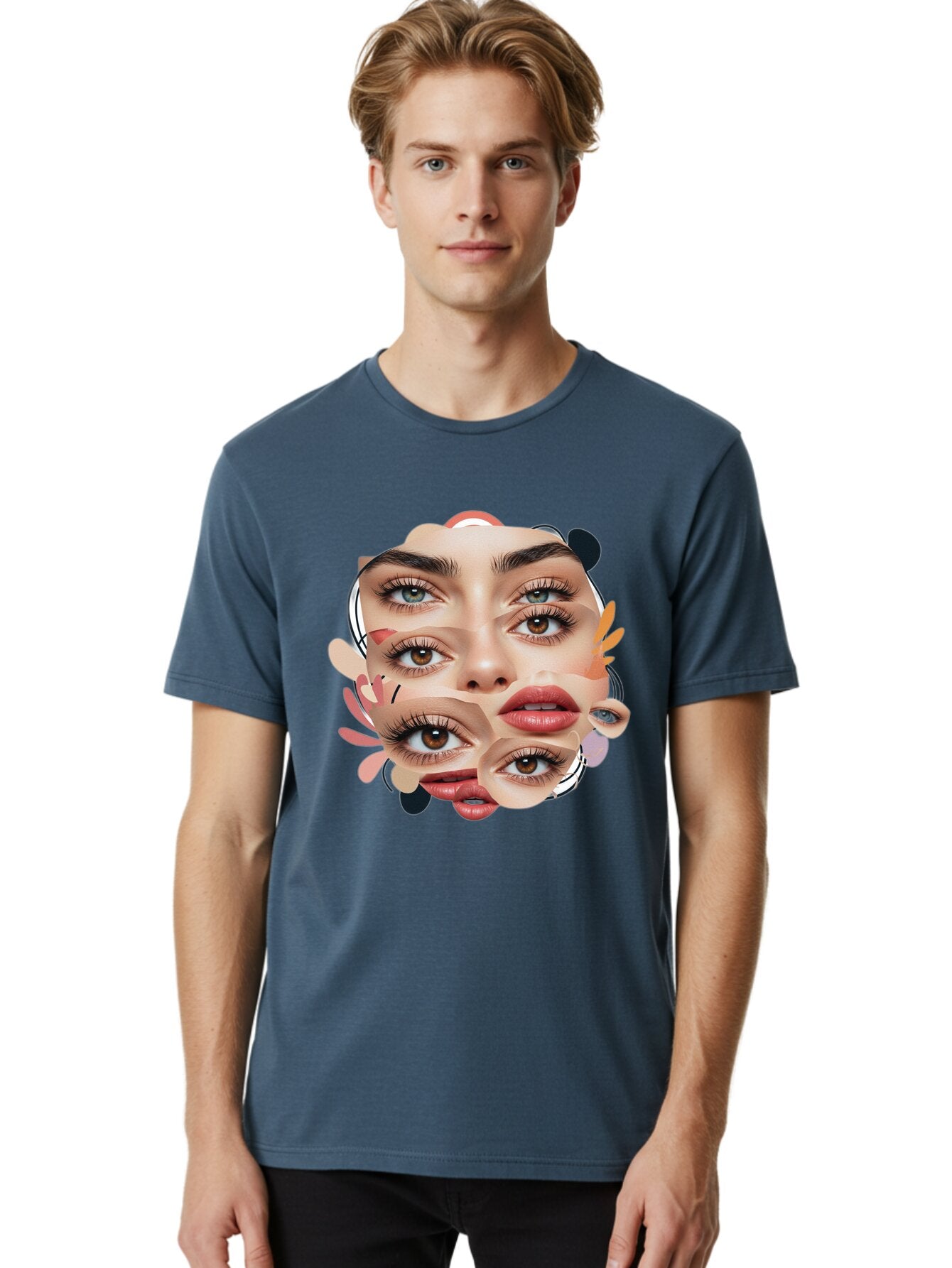 Fragmented-Face Men'S Graphic Tee, 100% Cotton, Comfortable Casual Summer Wear, Machine Washable, Vintage Camera, Old Camera, Antique Camera, Black Camera, Classic Photography, Photography Equipment, Nostalgic Device, Film Camera, Camera Art Baq856 22