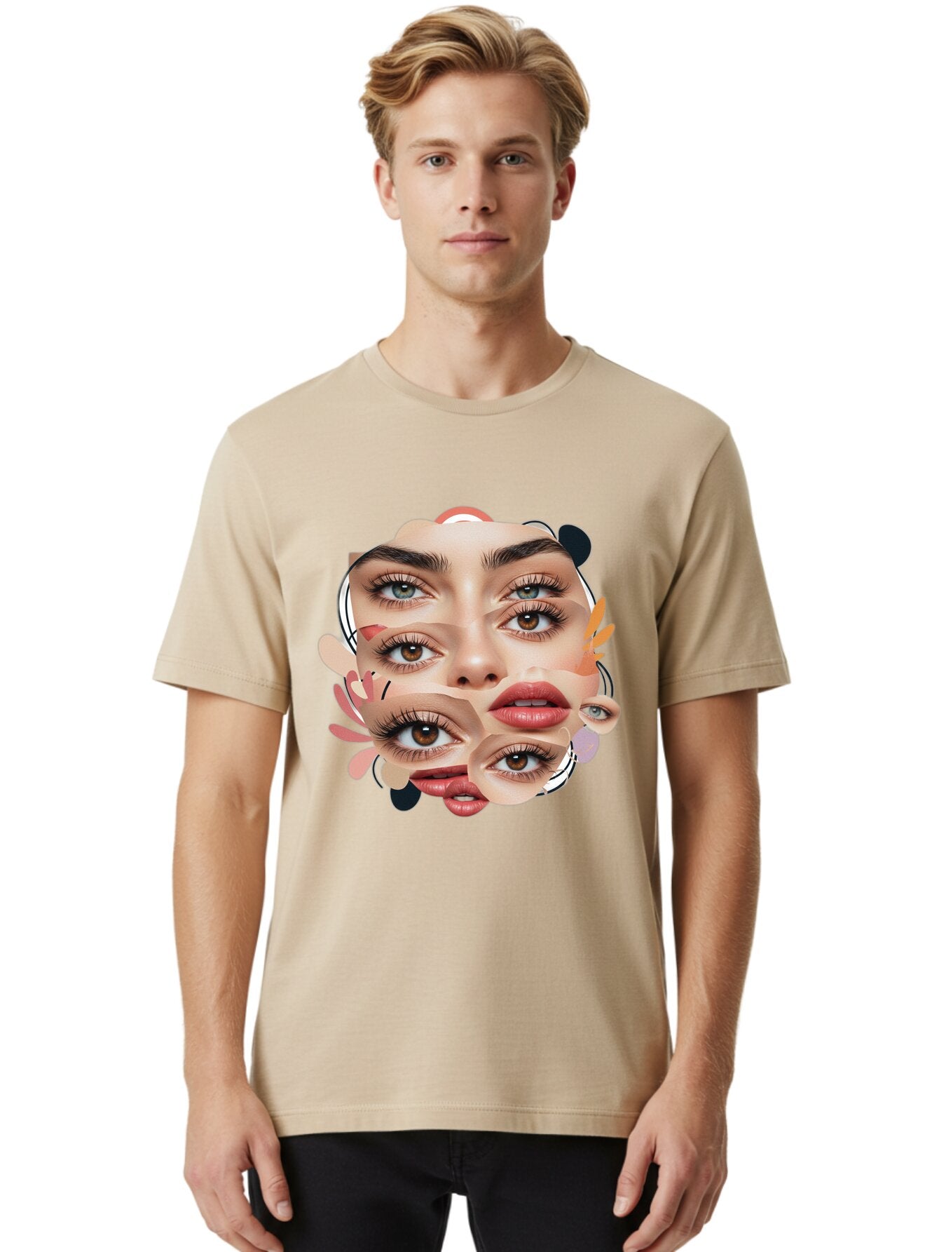 Fragmented-Face Men'S Graphic Tee, 100% Cotton, Comfortable Casual Summer Wear, Machine Washable, Vintage Camera, Old Camera, Antique Camera, Black Camera, Classic Photography, Photography Equipment, Nostalgic Device, Film Camera, Camera Art Baq856 25