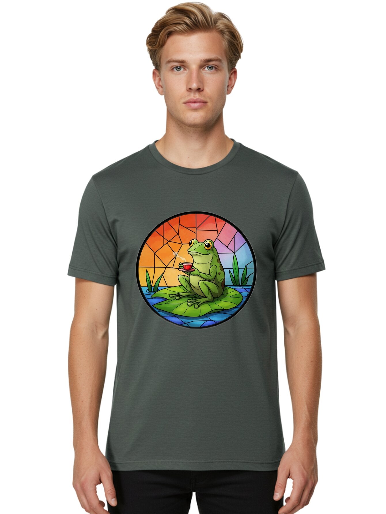 Frog-Sitting-On-A-Leaf-Drinking-Coffee Men'S Graphic Tee, 100% Cotton, Comfortable Casual Summer Wear, Machine Washable, Vintage Camera, Old Camera, Antique Camera, Black Camera, Classic Photography, Photography Equipment, Nostalgic Device, Baq862 30