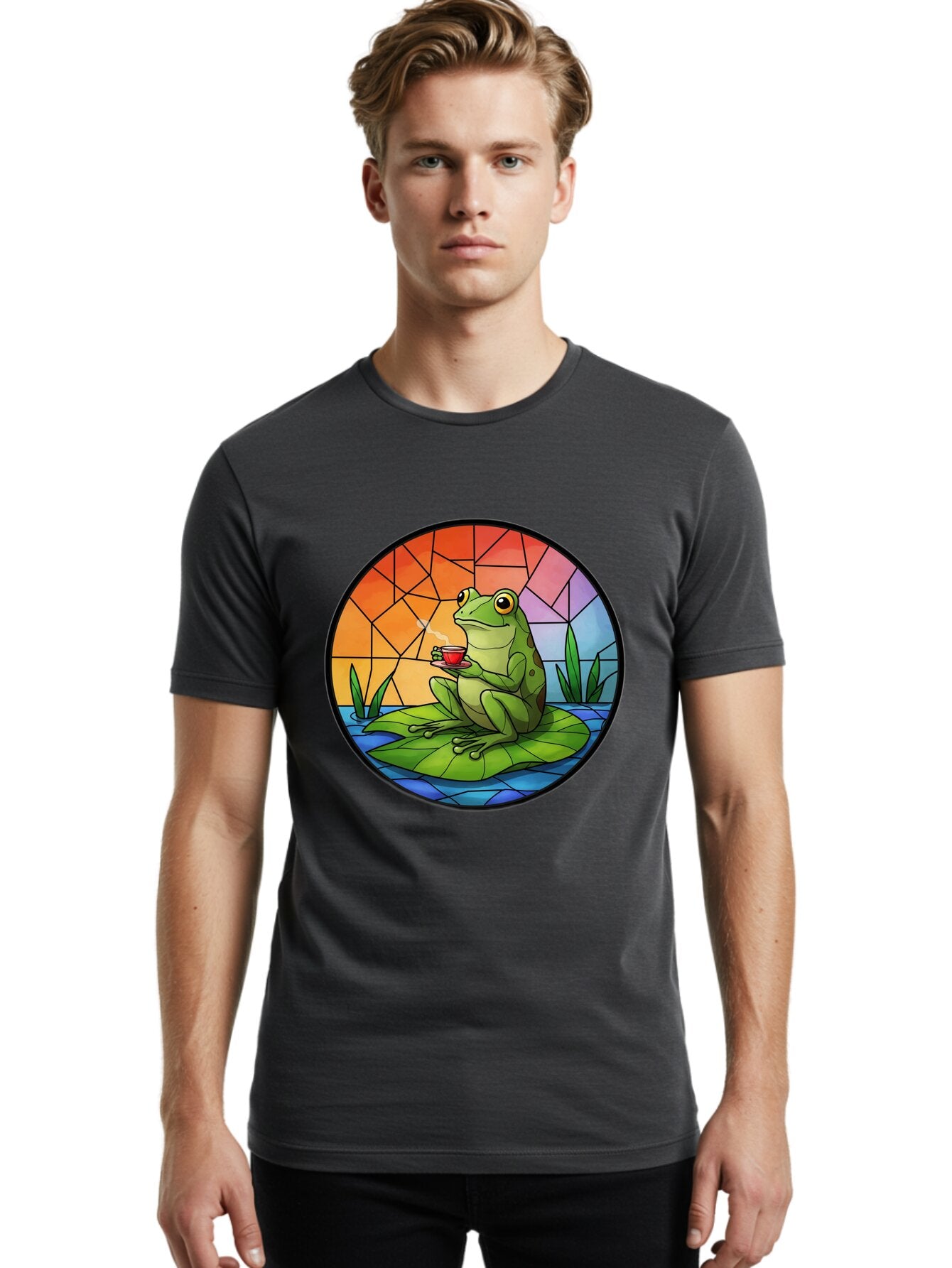 Frog-Sitting-On-A-Leaf-Drinking-Coffee Men'S Graphic Tee, 100% Cotton, Comfortable Casual Summer Wear, Machine Washable, Vintage Camera, Old Camera, Antique Camera, Black Camera, Classic Photography, Photography Equipment, Nostalgic Device, Baq862 23