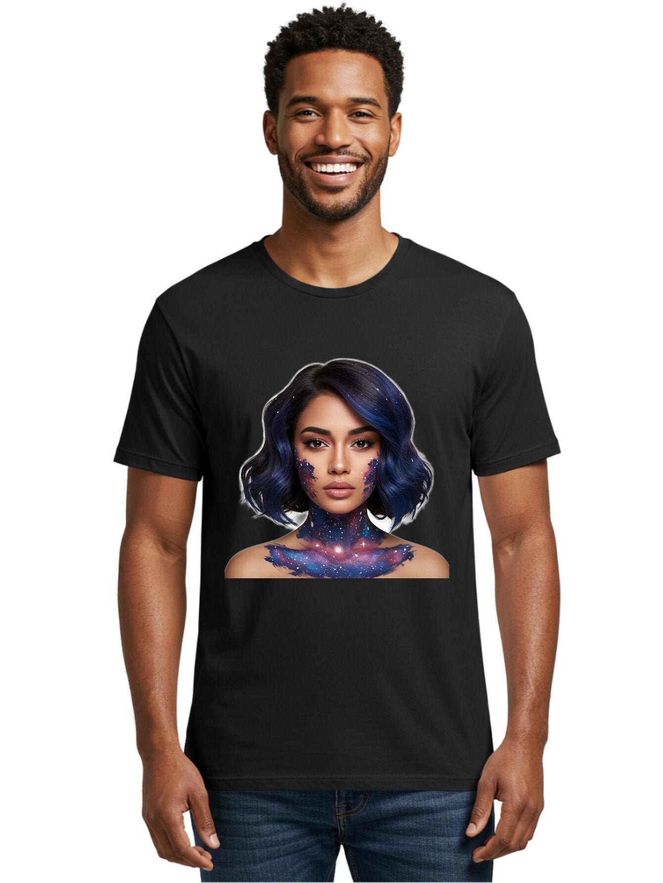 Galaxy-Woman-Portrait Men'S Graphic Tee, 100% Cotton, Comfortable Casual Summer Wear, Machine Washable, Vintage Camera, Old Camera, Antique Camera, Black Camera, Classic Photography, Photography Equipment, Nostalgic Device, Film Camera, Baq879 17
