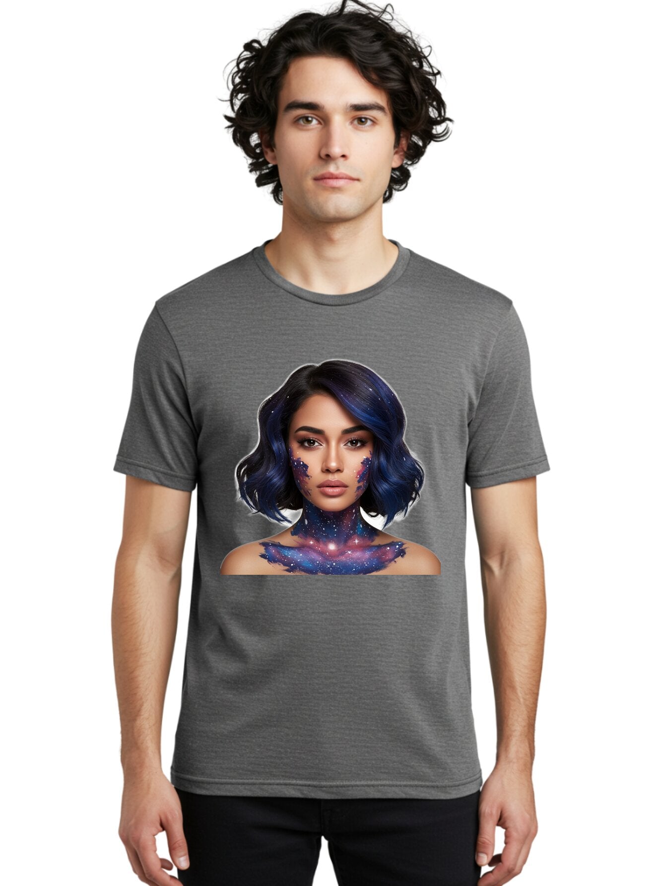 Galaxy-Woman-Portrait Men'S Graphic Tee, 100% Cotton, Comfortable Casual Summer Wear, Machine Washable, Vintage Camera, Old Camera, Antique Camera, Black Camera, Classic Photography, Photography Equipment, Nostalgic Device, Film Camera, Baq879 25