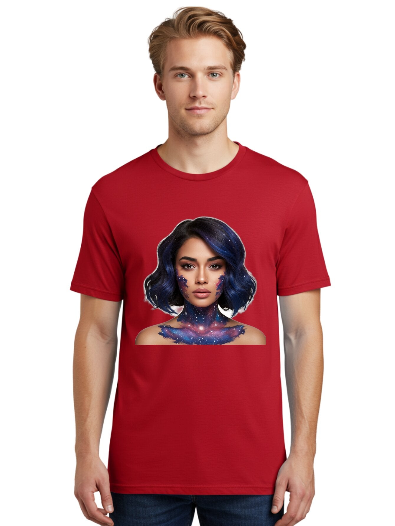Galaxy-Woman-Portrait Men'S Graphic Tee, 100% Cotton, Comfortable Casual Summer Wear, Machine Washable, Vintage Camera, Old Camera, Antique Camera, Black Camera, Classic Photography, Photography Equipment, Nostalgic Device, Film Camera, Baq879 21