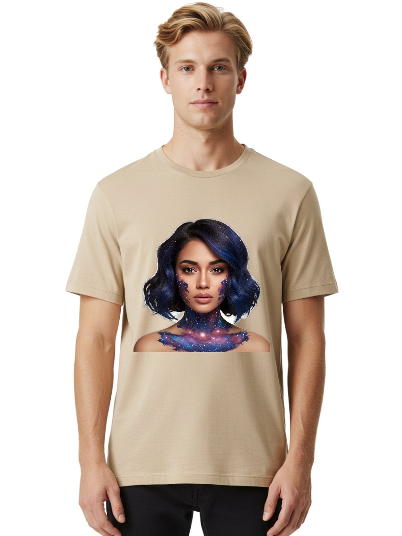 Galaxy-Woman-Portrait Men'S Graphic Tee, 100% Cotton, Comfortable Casual Summer Wear, Machine Washable, Vintage Camera, Old Camera, Antique Camera, Black Camera, Classic Photography, Photography Equipment, Nostalgic Device, Film Camera, Baq879 22