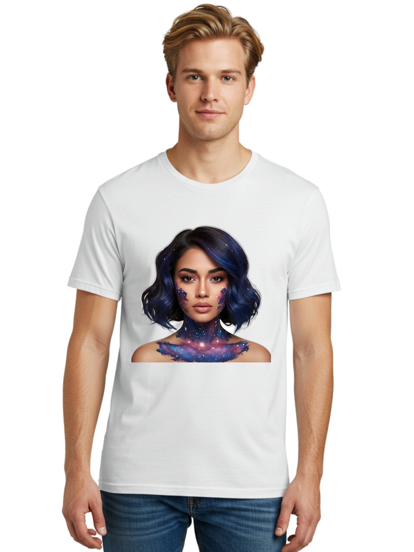 Galaxy-Woman-Portrait Men'S Graphic Tee, 100% Cotton, Comfortable Casual Summer Wear, Machine Washable, Vintage Camera, Old Camera, Antique Camera, Black Camera, Classic Photography, Photography Equipment, Nostalgic Device, Film Camera, Baq879 19