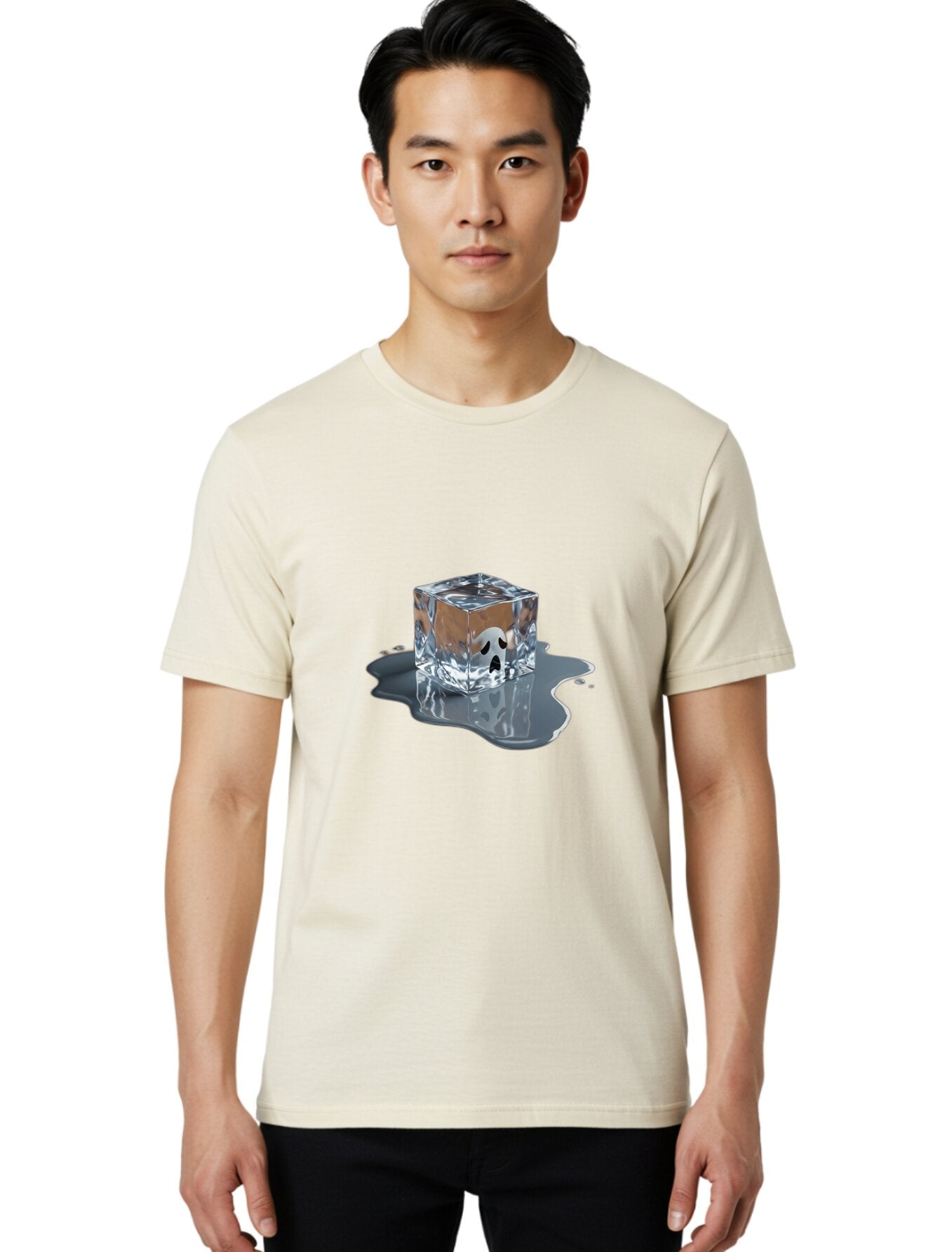 Ghost-In-Ice-Cube Men'S Graphic Tee, 100% Cotton, Comfortable Casual Summer Wear, Machine Washable, Vintage Camera, Old Camera, Antique Camera, Black Camera, Classic Photography, Photography Equipment, Nostalgic Device, Film Camera, Camera Art Baq889 23