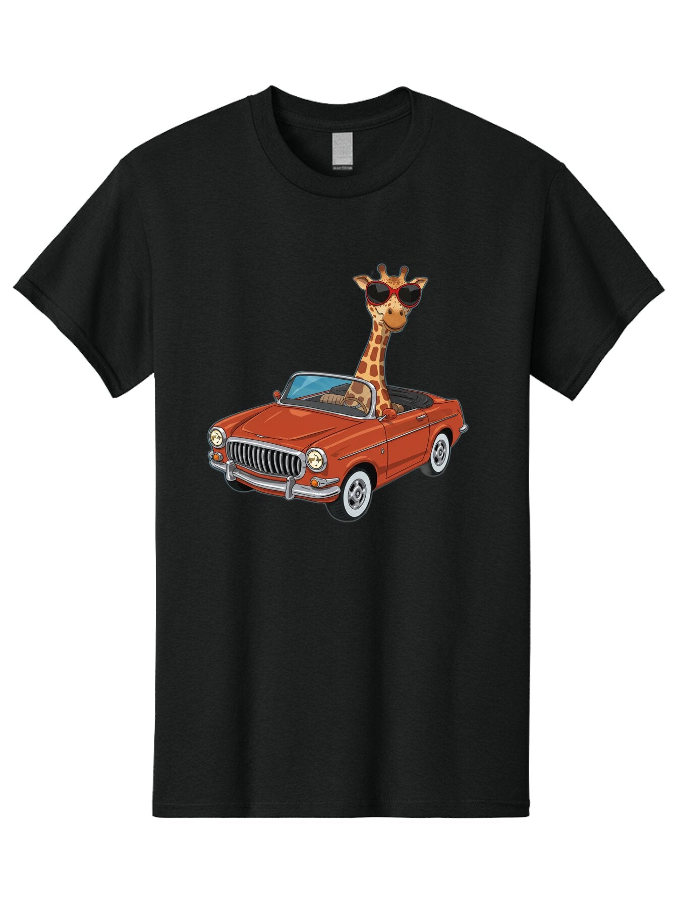 Giraffe-In-Convertible-1 Men'S Graphic Tee, 100% Cotton, Comfortable Casual Summer Wear, Machine Washable, Vintage Camera, Old Camera, Antique Camera, Black Camera, Classic Photography, Photography Equipment, Nostalgic Device, Film Camera, Baq896 6