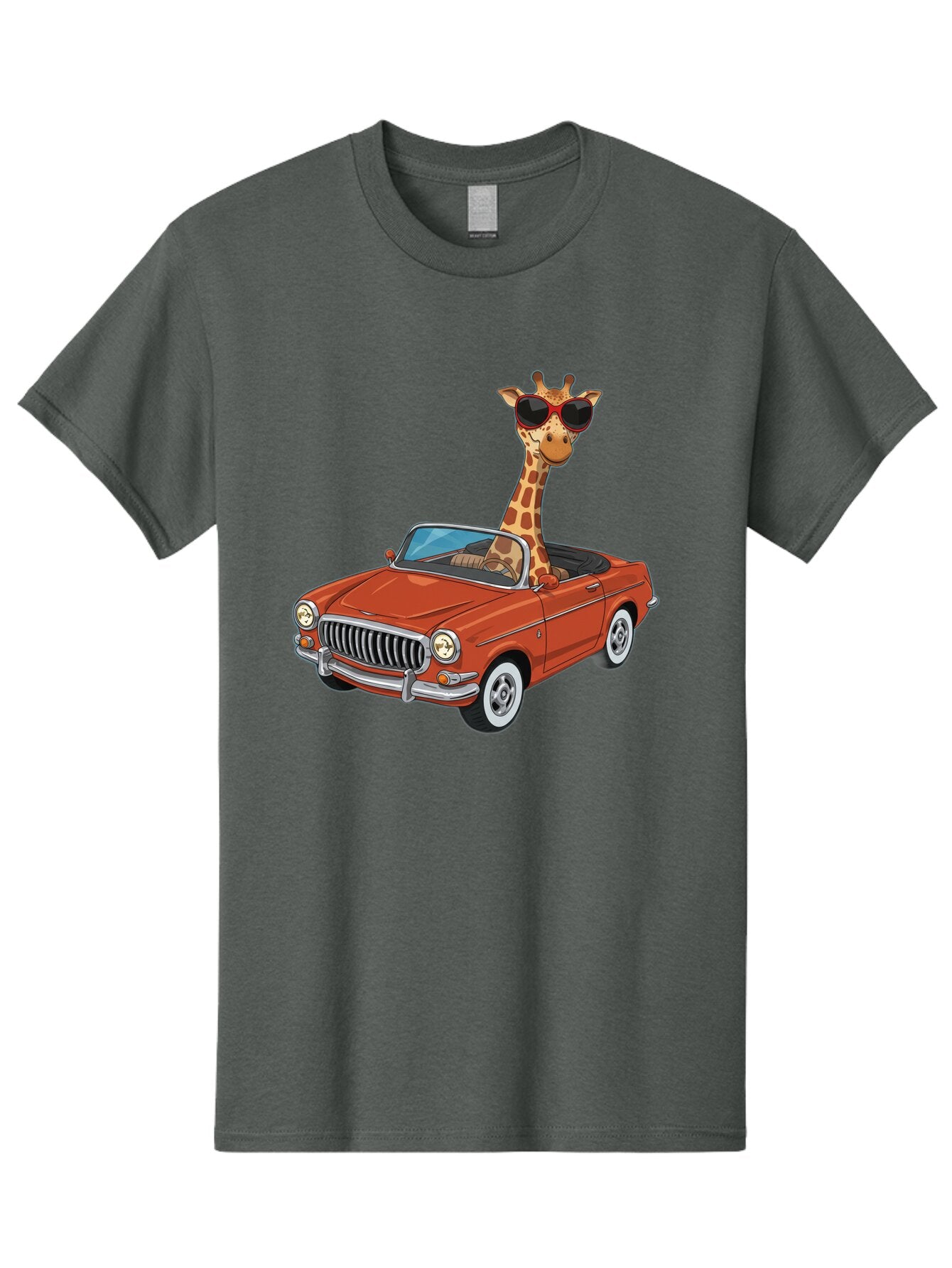 Giraffe-In-Convertible-1 Men'S Graphic Tee, 100% Cotton, Comfortable Casual Summer Wear, Machine Washable, Vintage Camera, Old Camera, Antique Camera, Black Camera, Classic Photography, Photography Equipment, Nostalgic Device, Film Camera, Baq896 15