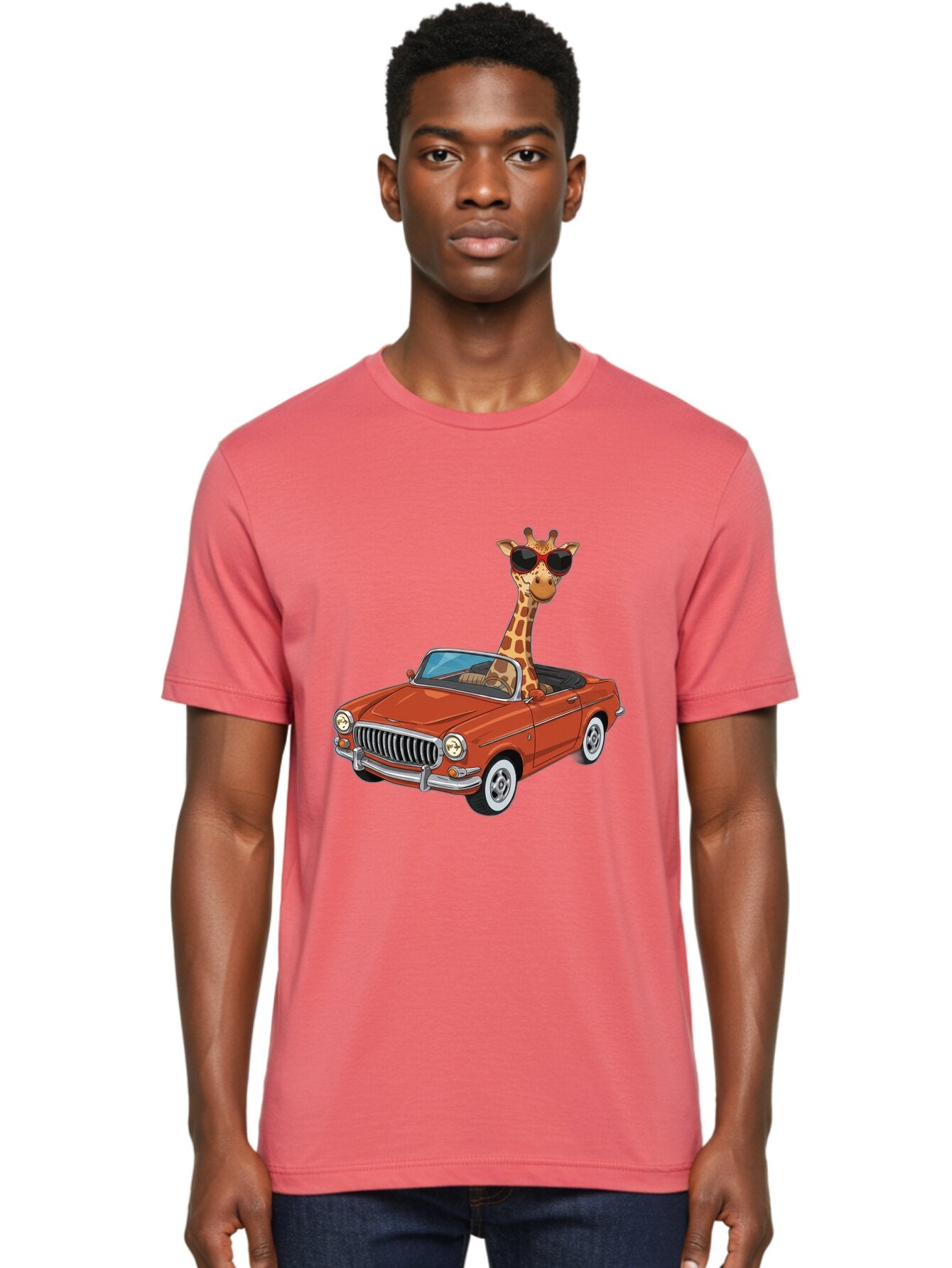 Giraffe-In-Convertible-1 Men'S Graphic Tee, 100% Cotton, Comfortable Casual Summer Wear, Machine Washable, Vintage Camera, Old Camera, Antique Camera, Black Camera, Classic Photography, Photography Equipment, Nostalgic Device, Film Camera, Baq896 27