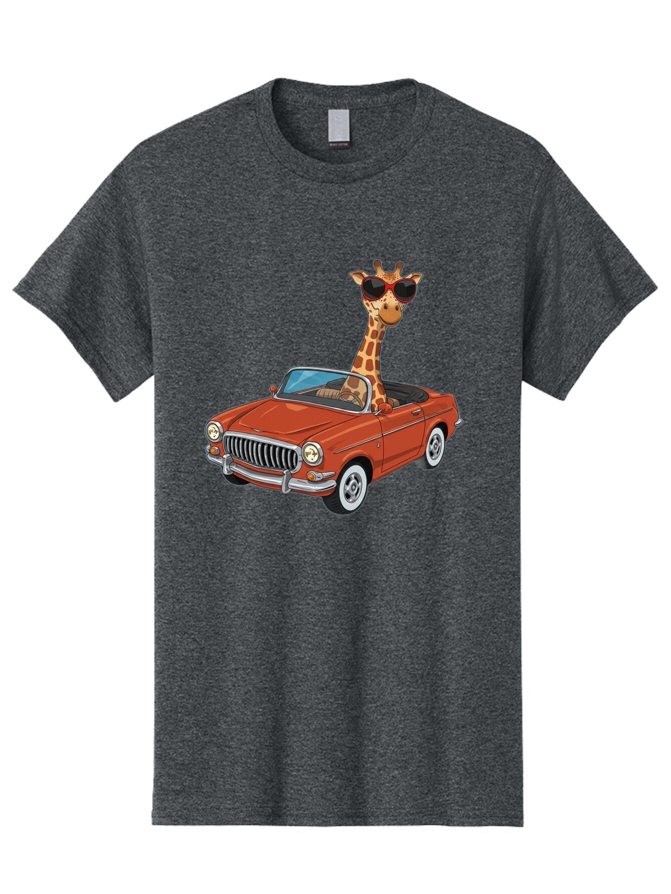 Giraffe-In-Convertible-1 Men'S Graphic Tee, 100% Cotton, Comfortable Casual Summer Wear, Machine Washable, Vintage Camera, Old Camera, Antique Camera, Black Camera, Classic Photography, Photography Equipment, Nostalgic Device, Film Camera, Baq896 9