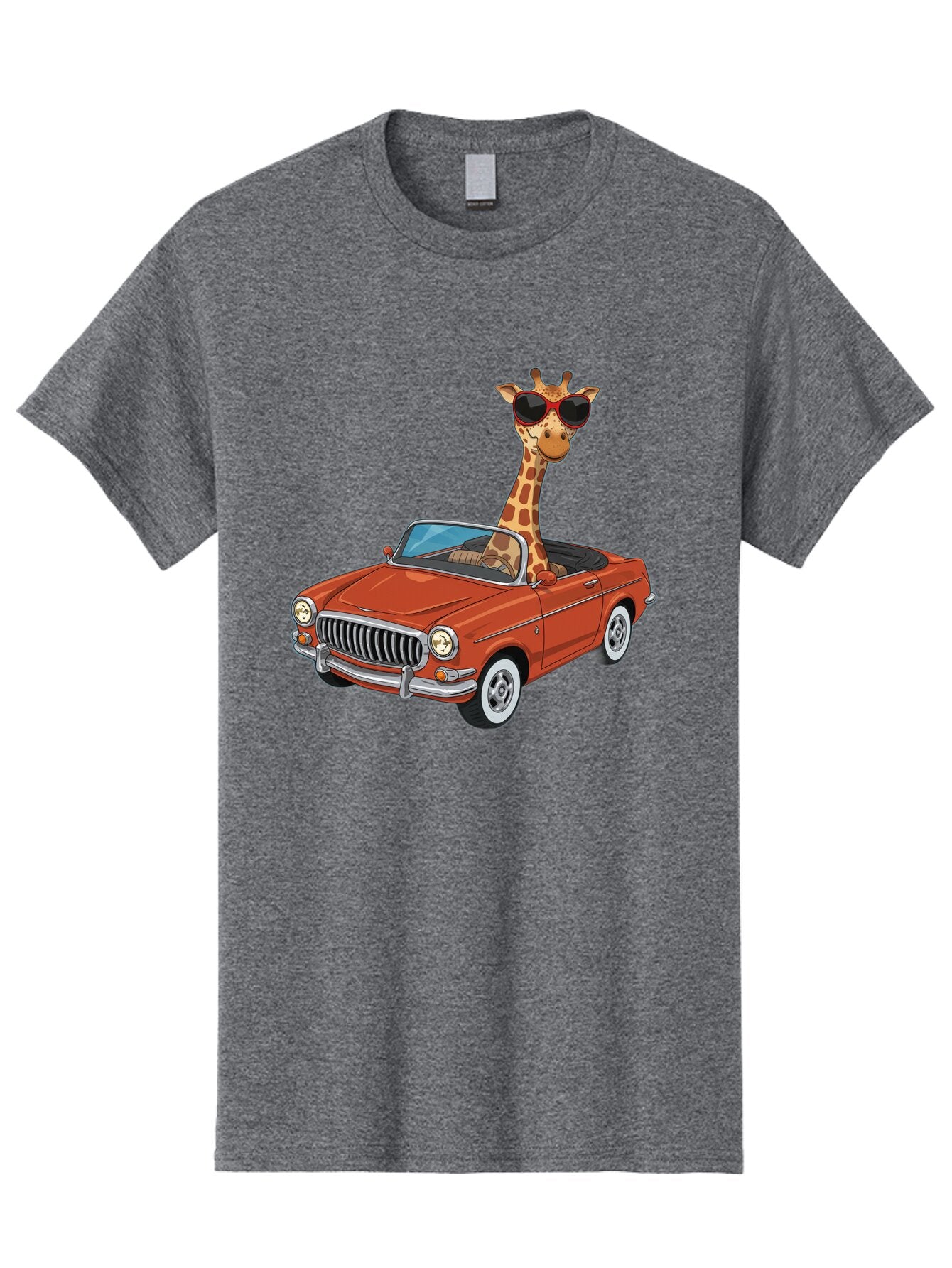 Giraffe-In-Convertible-1 Men'S Graphic Tee, 100% Cotton, Comfortable Casual Summer Wear, Machine Washable, Vintage Camera, Old Camera, Antique Camera, Black Camera, Classic Photography, Photography Equipment, Nostalgic Device, Film Camera, Baq896 12