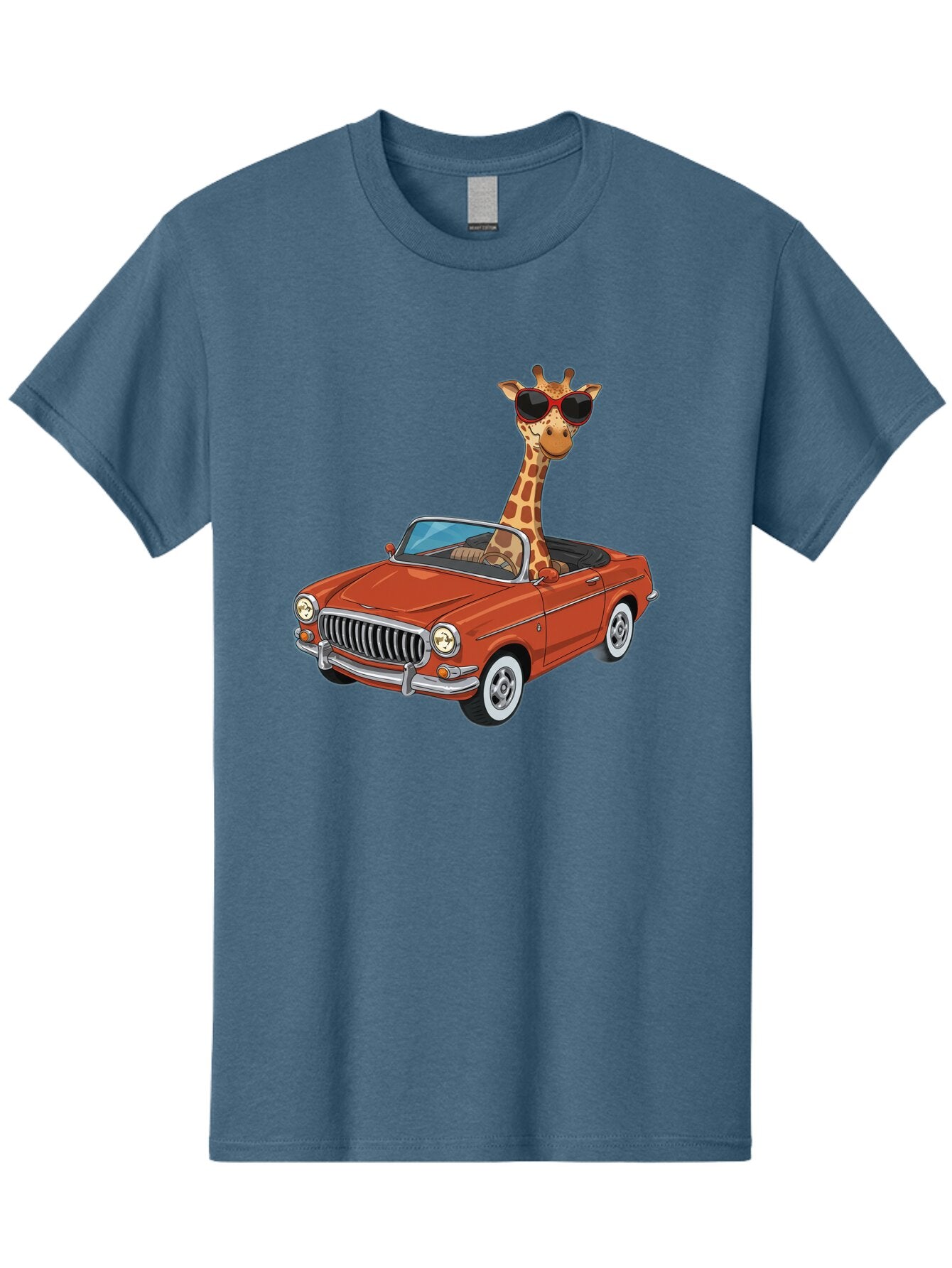 Giraffe-In-Convertible-1 Men'S Graphic Tee, 100% Cotton, Comfortable Casual Summer Wear, Machine Washable, Vintage Camera, Old Camera, Antique Camera, Black Camera, Classic Photography, Photography Equipment, Nostalgic Device, Film Camera, Baq896 13