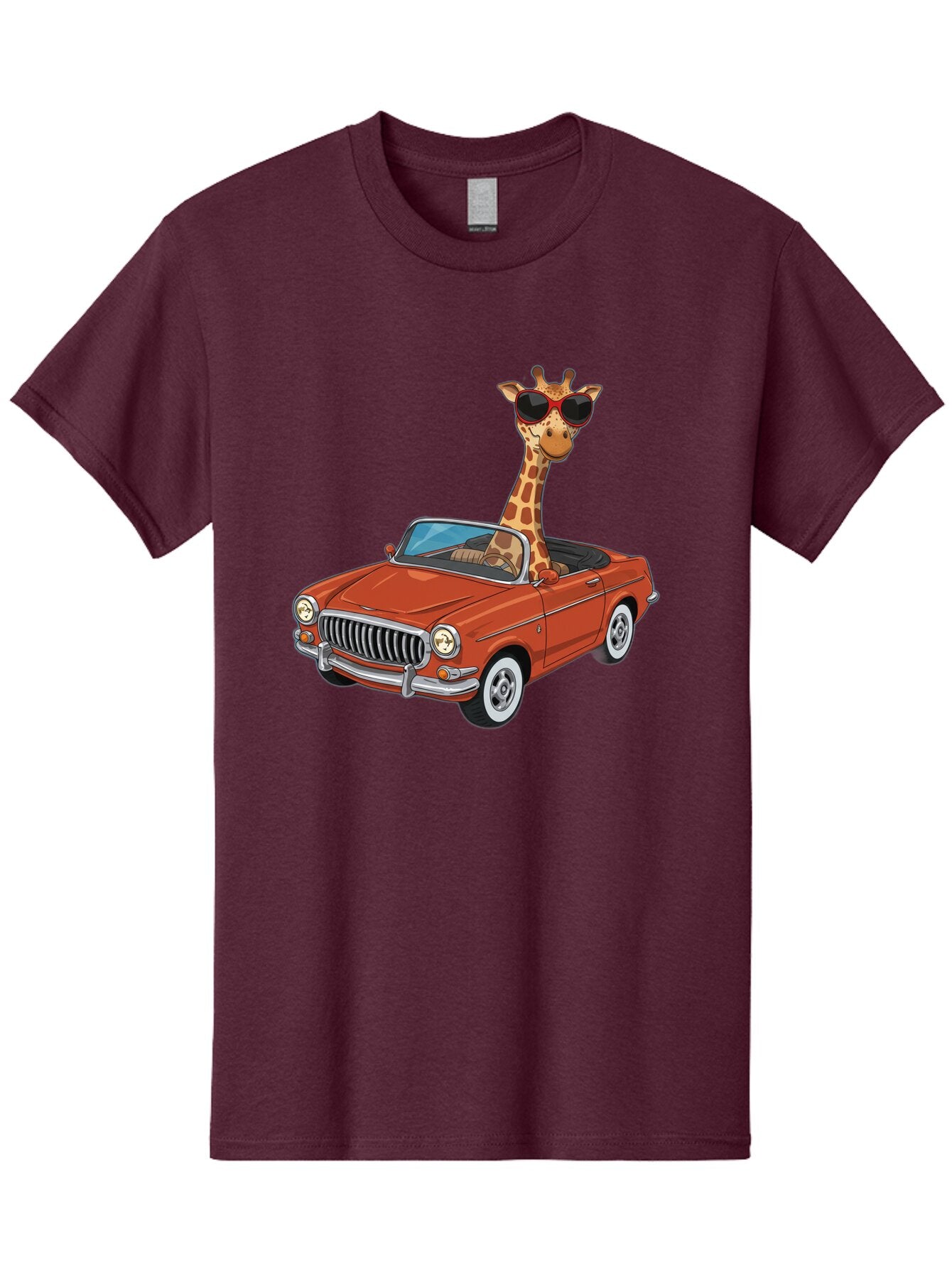 Giraffe-In-Convertible-1 Men'S Graphic Tee, 100% Cotton, Comfortable Casual Summer Wear, Machine Washable, Vintage Camera, Old Camera, Antique Camera, Black Camera, Classic Photography, Photography Equipment, Nostalgic Device, Film Camera, Baq896 2