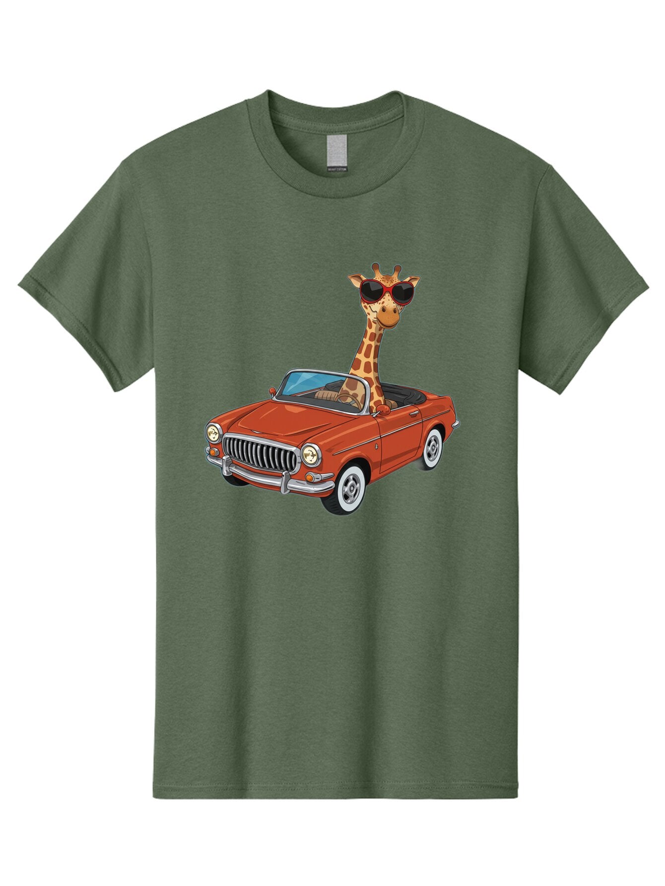 Giraffe-In-Convertible-1 Men'S Graphic Tee, 100% Cotton, Comfortable Casual Summer Wear, Machine Washable, Vintage Camera, Old Camera, Antique Camera, Black Camera, Classic Photography, Photography Equipment, Nostalgic Device, Film Camera, Baq896 8