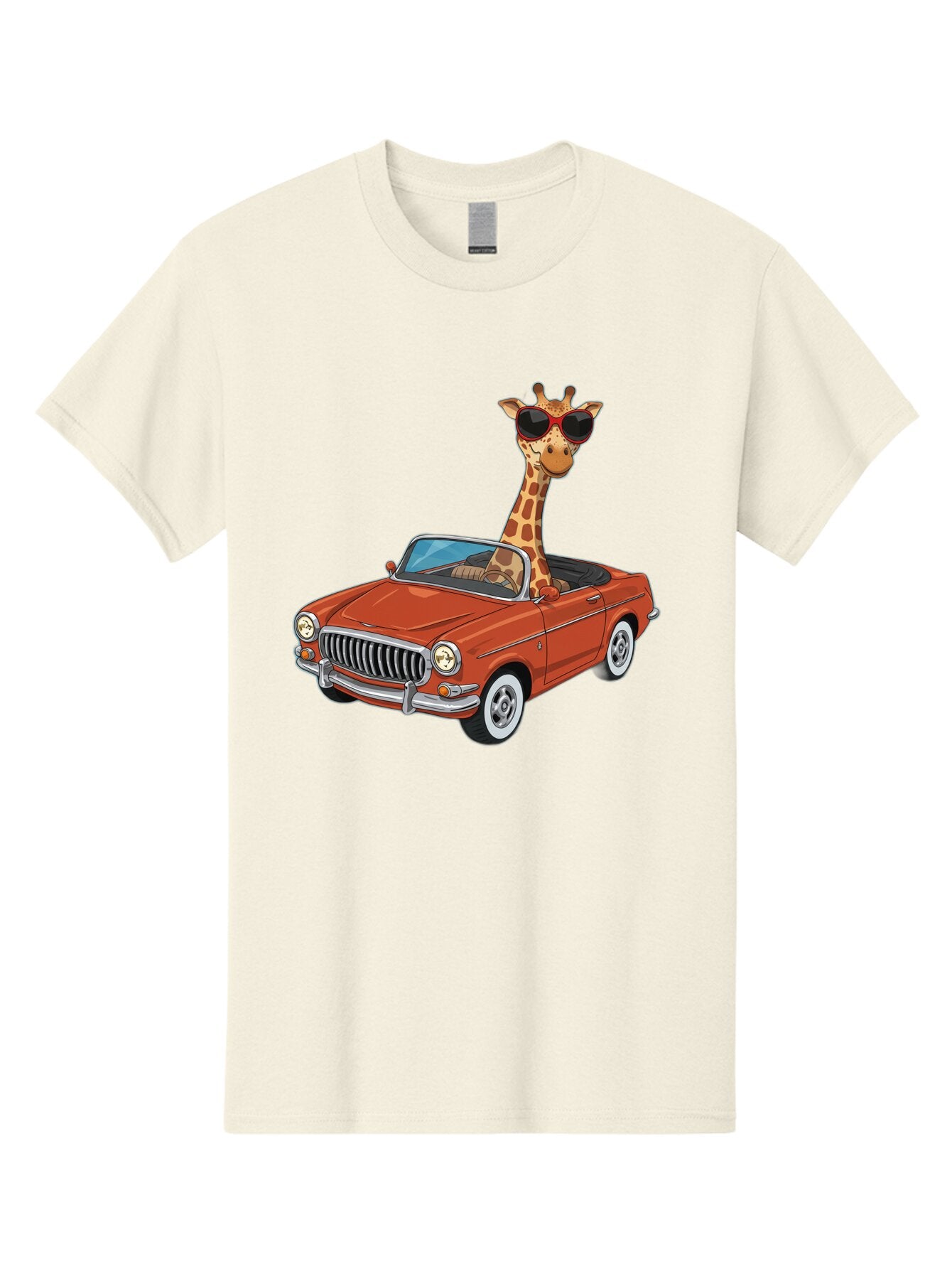 Giraffe-In-Convertible-1 Men'S Graphic Tee, 100% Cotton, Comfortable Casual Summer Wear, Machine Washable, Vintage Camera, Old Camera, Antique Camera, Black Camera, Classic Photography, Photography Equipment, Nostalgic Device, Film Camera, Baq896 4