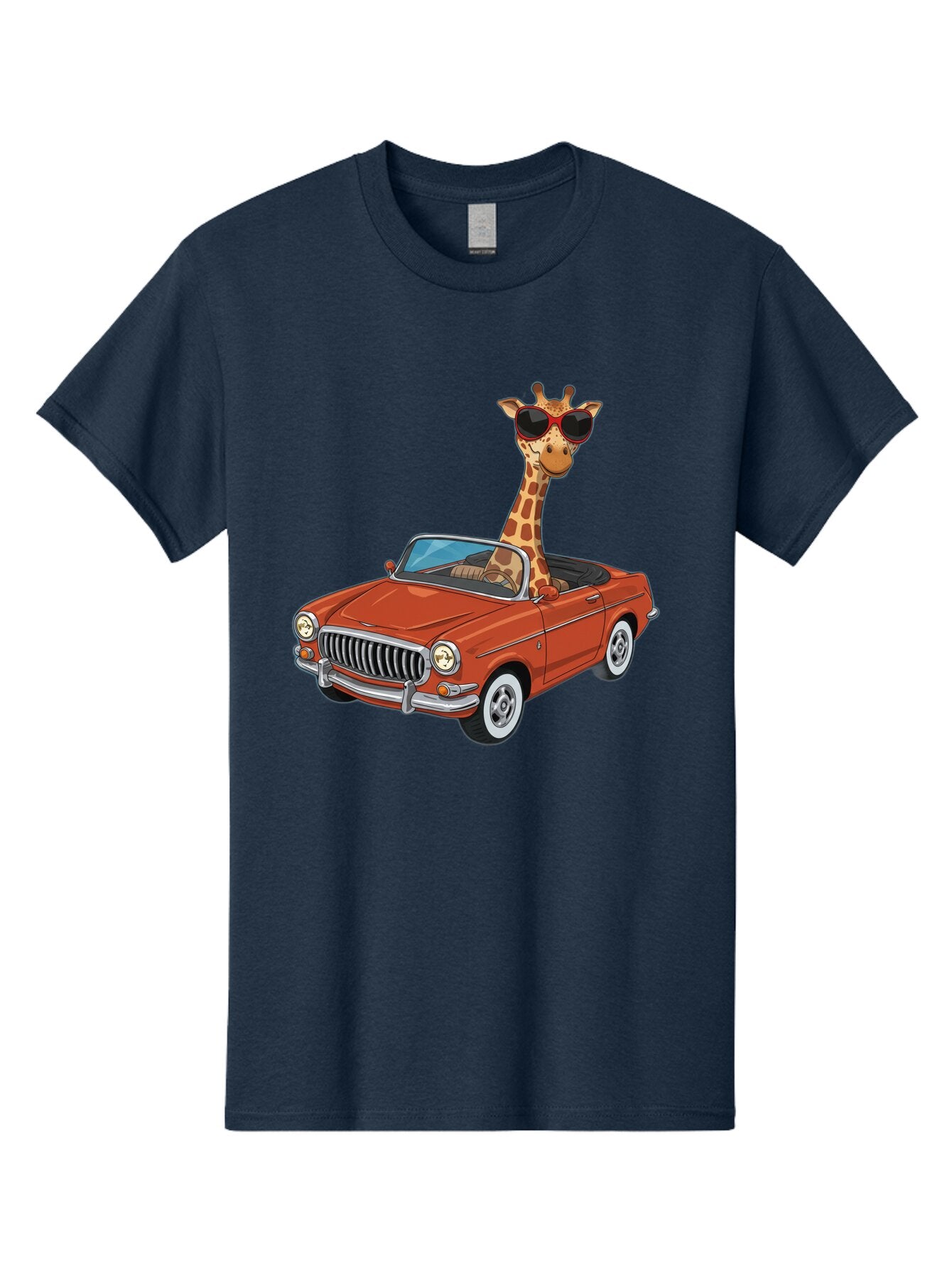 Giraffe-In-Convertible-1 Men'S Graphic Tee, 100% Cotton, Comfortable Casual Summer Wear, Machine Washable, Vintage Camera, Old Camera, Antique Camera, Black Camera, Classic Photography, Photography Equipment, Nostalgic Device, Film Camera, Baq896 7