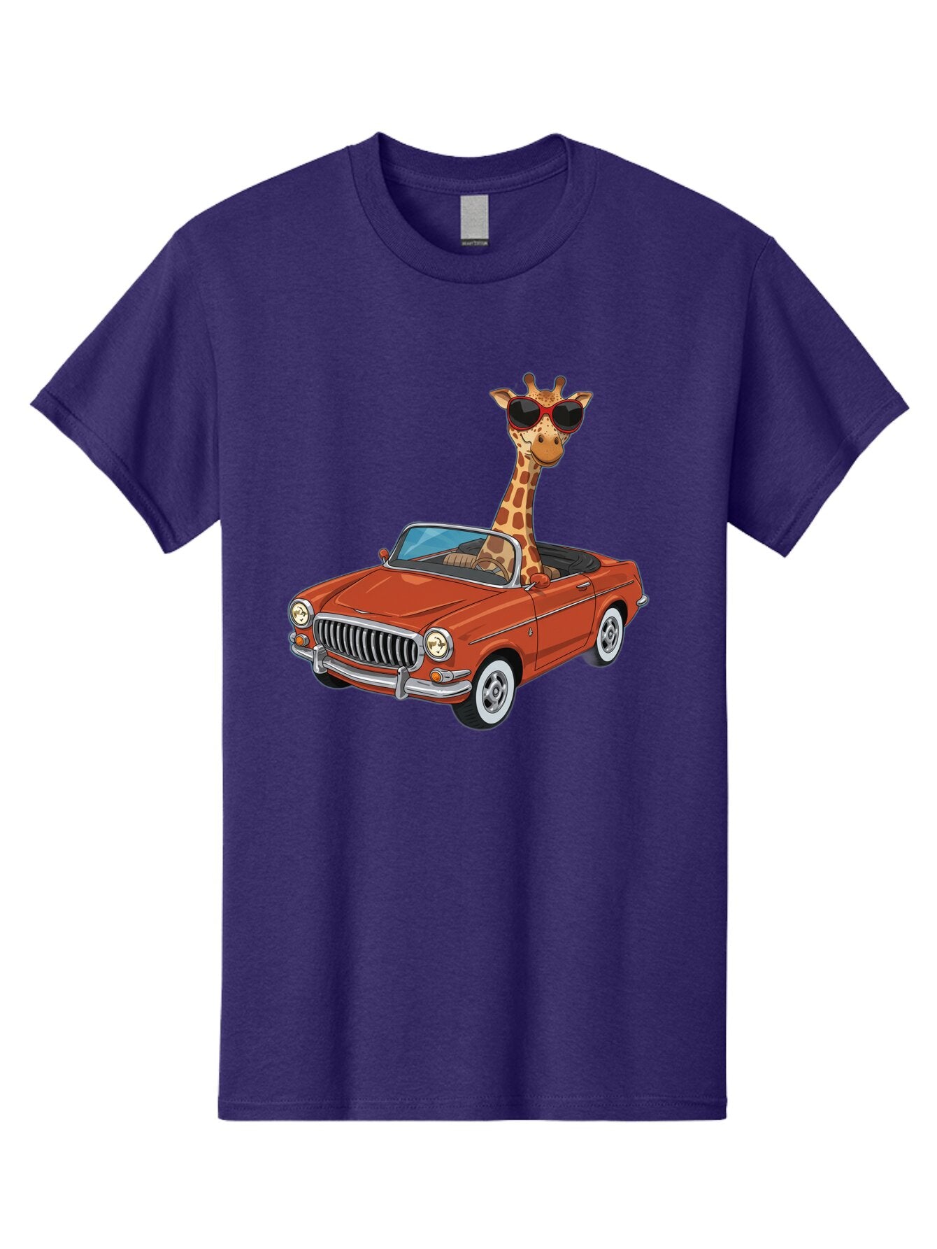 Giraffe-In-Convertible-1 Men'S Graphic Tee, 100% Cotton, Comfortable Casual Summer Wear, Machine Washable, Vintage Camera, Old Camera, Antique Camera, Black Camera, Classic Photography, Photography Equipment, Nostalgic Device, Film Camera, Baq896 14