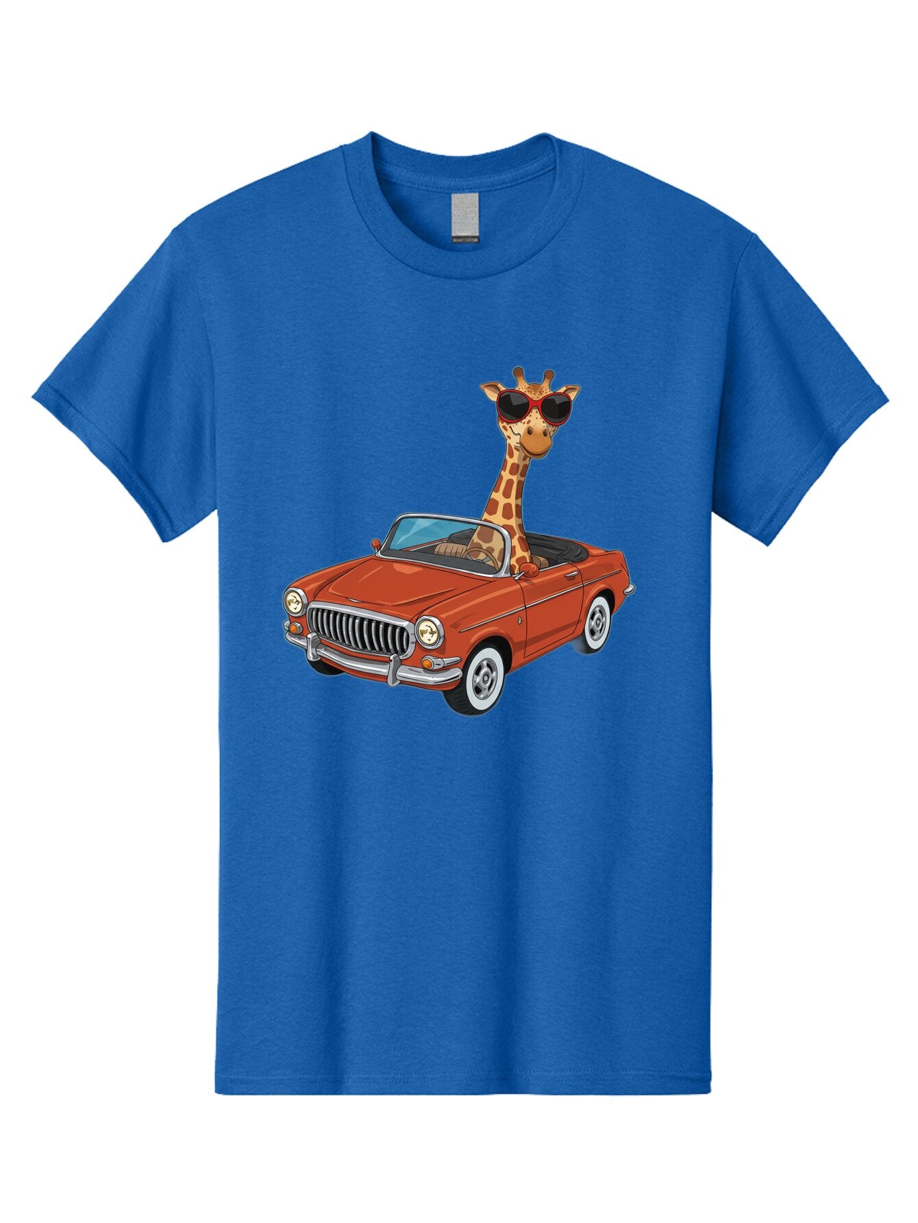 Giraffe-In-Convertible-1 Men'S Graphic Tee, 100% Cotton, Comfortable Casual Summer Wear, Machine Washable, Vintage Camera, Old Camera, Antique Camera, Black Camera, Classic Photography, Photography Equipment, Nostalgic Device, Film Camera, Baq896 10