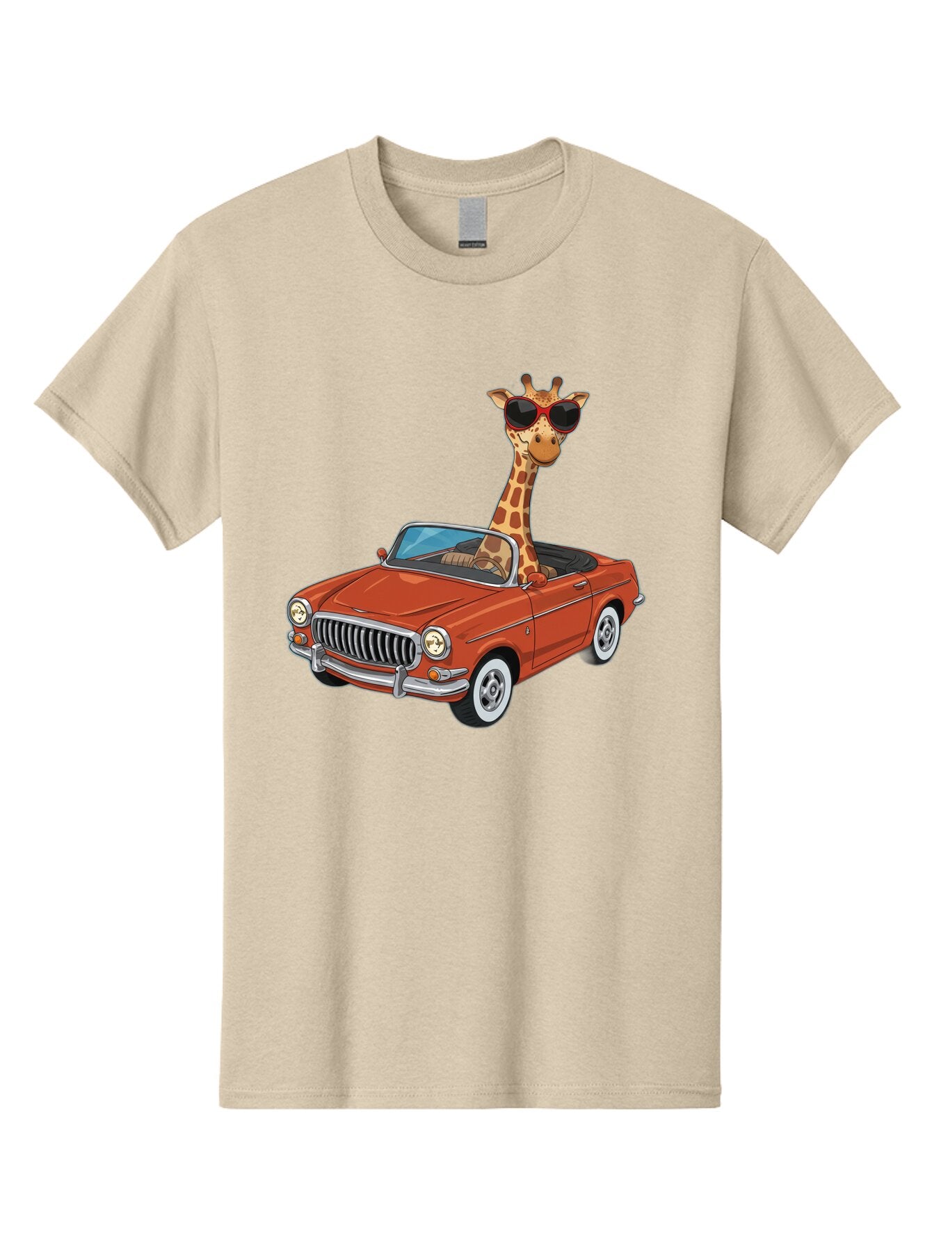 Giraffe-In-Convertible-1 Men'S Graphic Tee, 100% Cotton, Comfortable Casual Summer Wear, Machine Washable, Vintage Camera, Old Camera, Antique Camera, Black Camera, Classic Photography, Photography Equipment, Nostalgic Device, Film Camera, Baq896 5