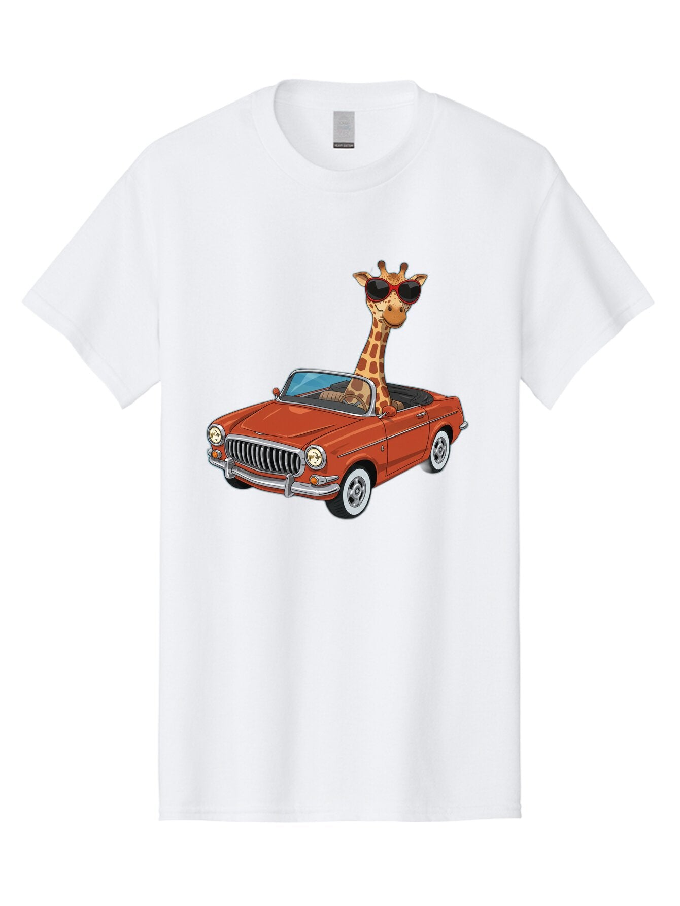 Giraffe-In-Convertible-1 Men'S Graphic Tee, 100% Cotton, Comfortable Casual Summer Wear, Machine Washable, Vintage Camera, Old Camera, Antique Camera, Black Camera, Classic Photography, Photography Equipment, Nostalgic Device, Film Camera, Baq896 3