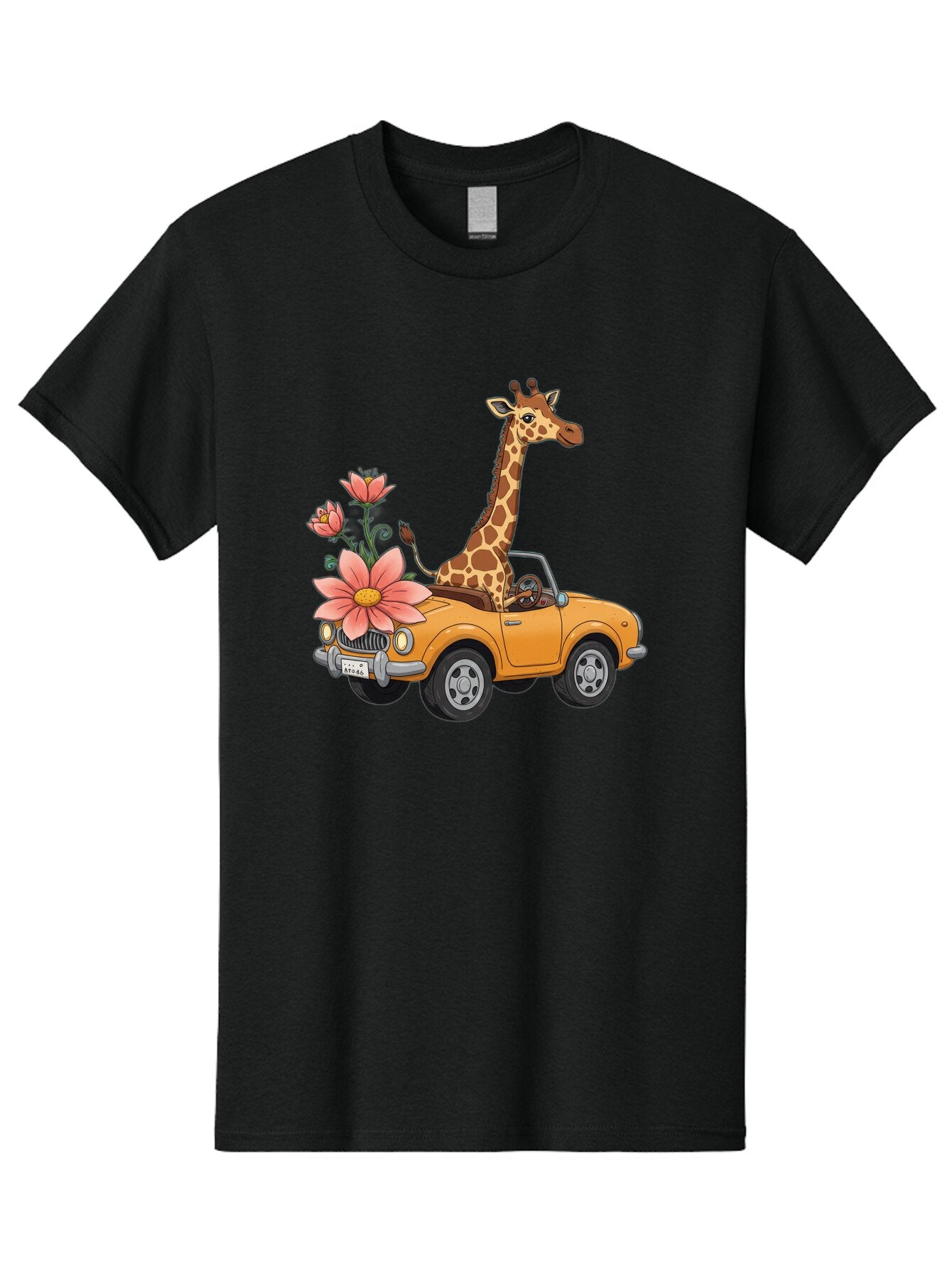 Giraffe-In-Convertible-2 Men'S Graphic Tee, 100% Cotton, Comfortable Casual Summer Wear, Machine Washable, Vintage Camera, Old Camera, Antique Camera, Black Camera, Classic Photography, Photography Equipment, Nostalgic Device, Film Camera, Baq897 1