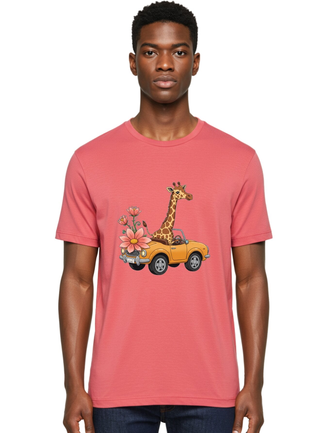Giraffe-In-Convertible-2 Men'S Graphic Tee, 100% Cotton, Comfortable Casual Summer Wear, Machine Washable, Vintage Camera, Old Camera, Antique Camera, Black Camera, Classic Photography, Photography Equipment, Nostalgic Device, Film Camera, Baq897 27