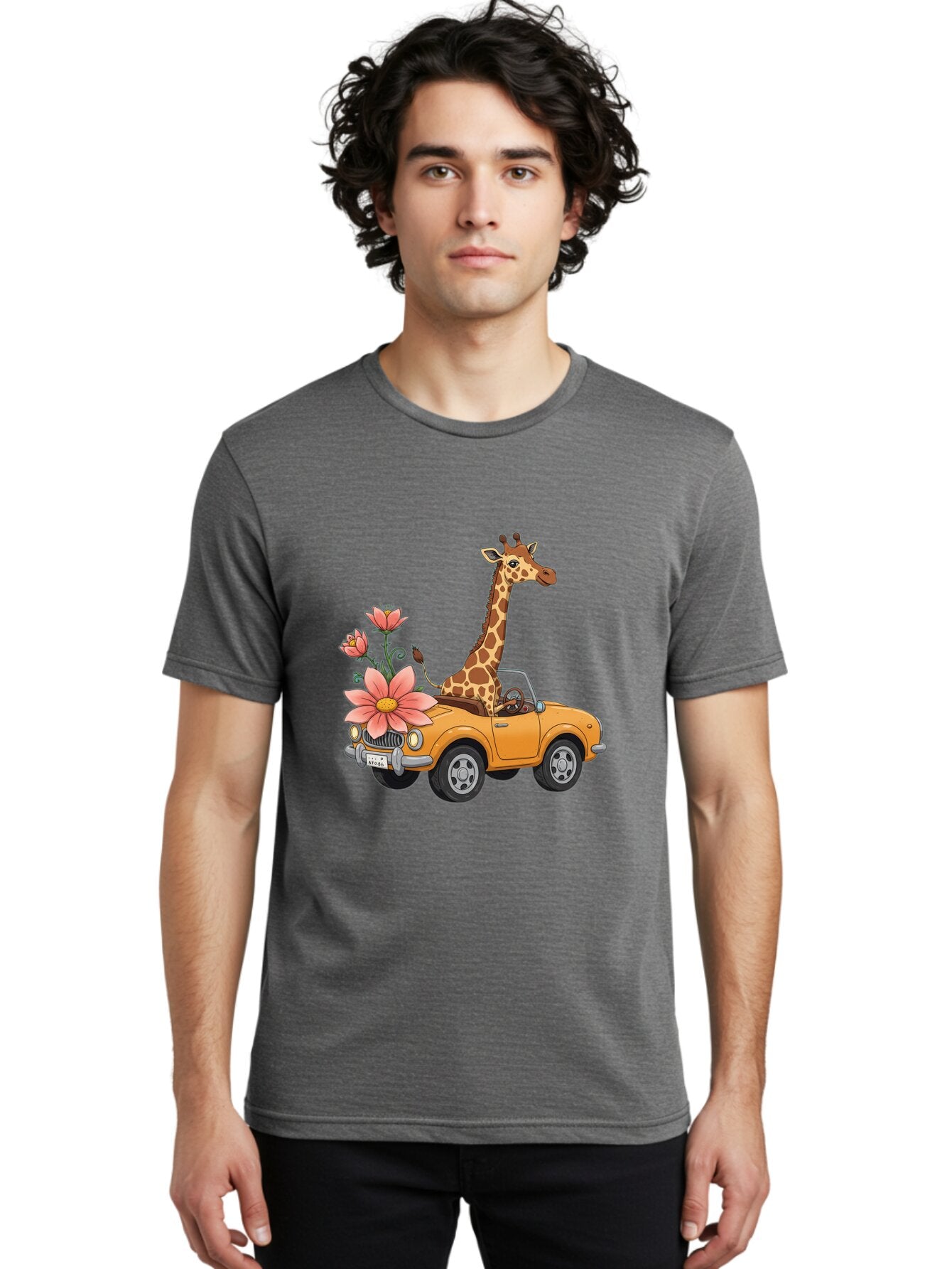 Giraffe-In-Convertible-2 Men'S Graphic Tee, 100% Cotton, Comfortable Casual Summer Wear, Machine Washable, Vintage Camera, Old Camera, Antique Camera, Black Camera, Classic Photography, Photography Equipment, Nostalgic Device, Film Camera, Baq897 16