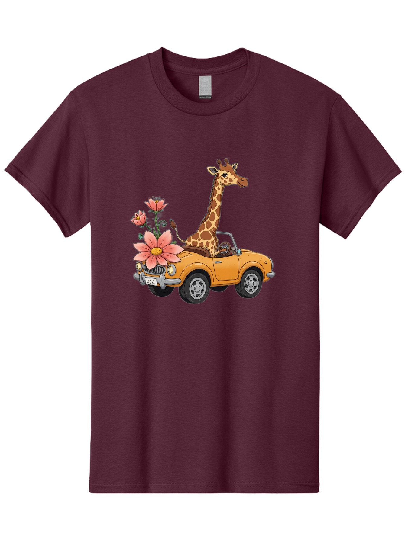 Giraffe-In-Convertible-2 Men'S Graphic Tee, 100% Cotton, Comfortable Casual Summer Wear, Machine Washable, Vintage Camera, Old Camera, Antique Camera, Black Camera, Classic Photography, Photography Equipment, Nostalgic Device, Film Camera, Baq897 3